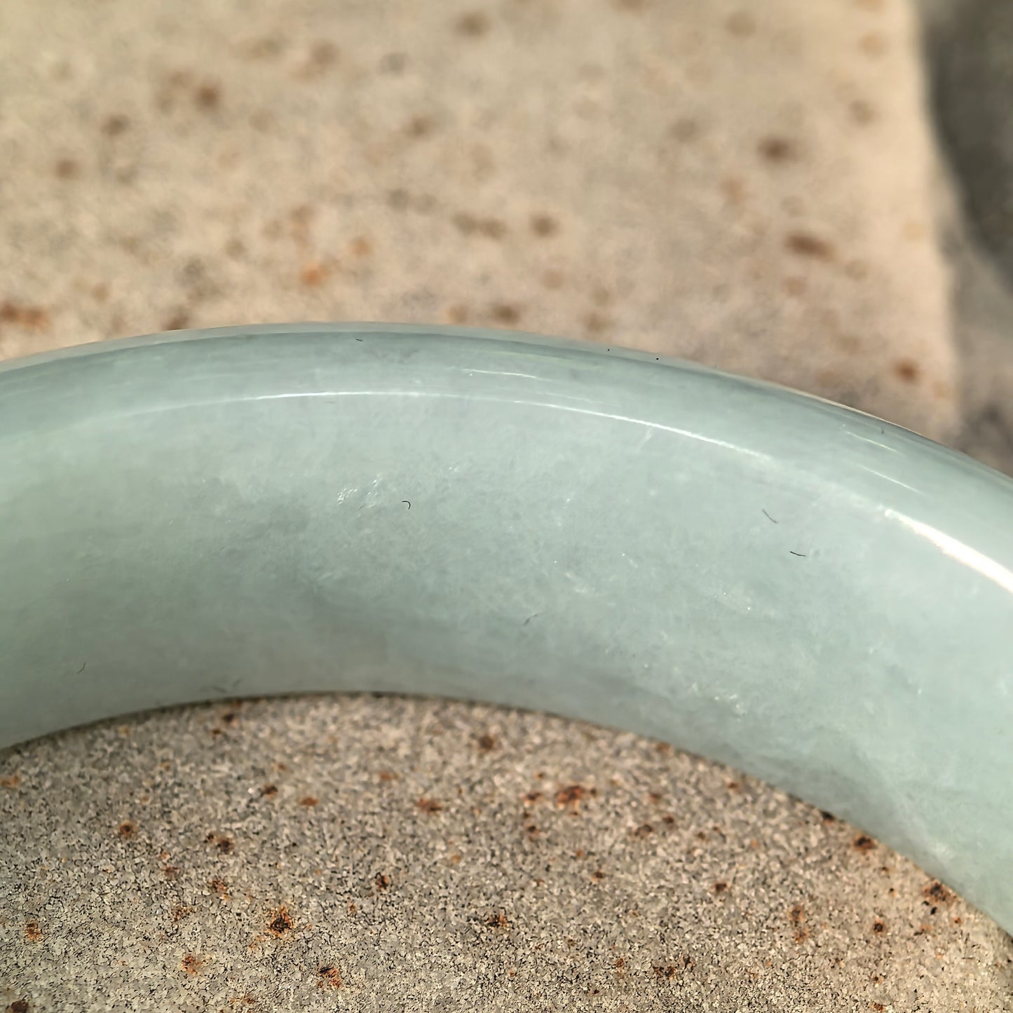 Natural Grade-A Jadeite Fine Glutinous Pale Green D-Shape Bangle · Burmese Jade 54mm