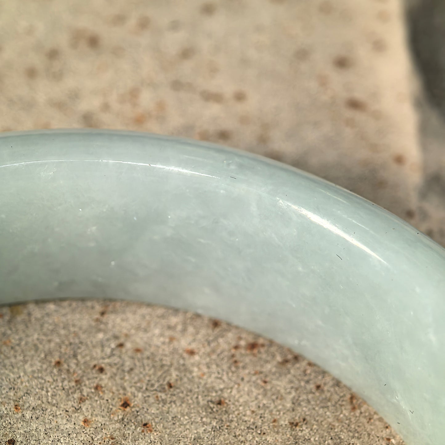 Natural Grade-A Jadeite Fine Glutinous Pale Green D-Shape Bangle · Burmese Jade 54mm