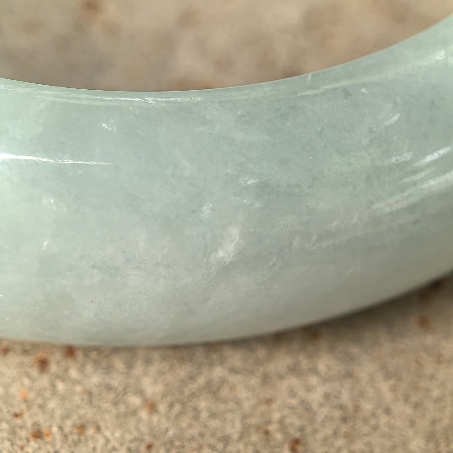 Natural Grade-A Jadeite Fine Glutinous Pale Green D-Shape Bangle · Burmese Jade 54mm