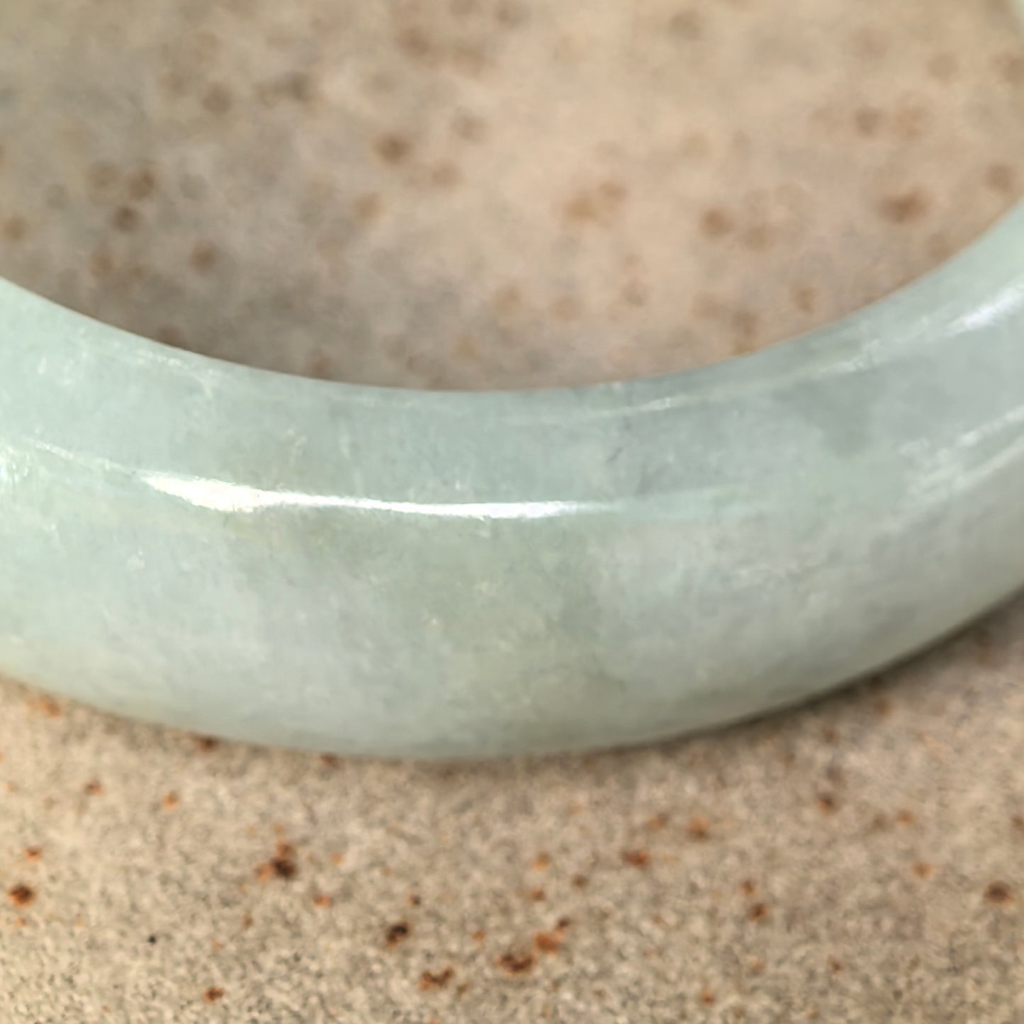 Natural Grade-A Jadeite Fine Glutinous Pale Green D-Shape Bangle · Burmese Jade 54mm