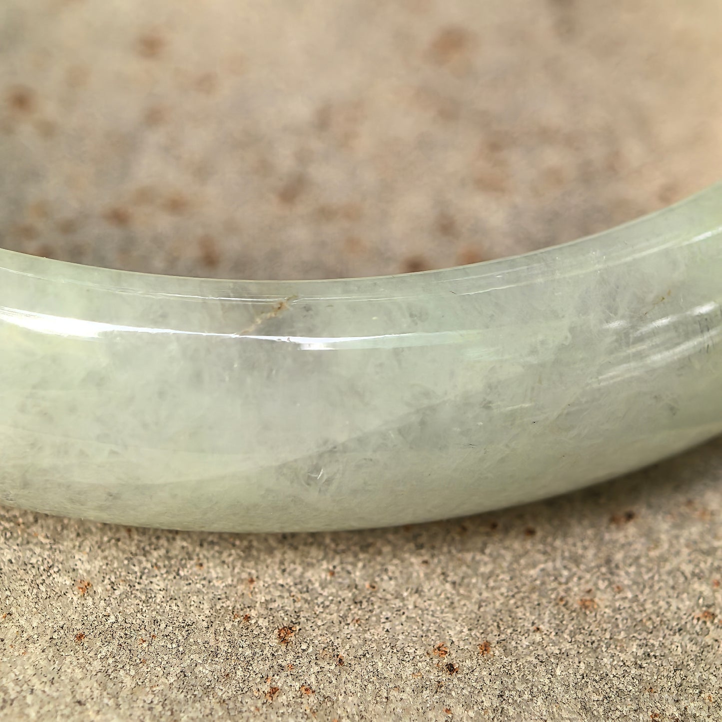 Natural Grade-A Jadeite Glutinous Pale Green D-Shape Bangle · Burmese Jade 57mm