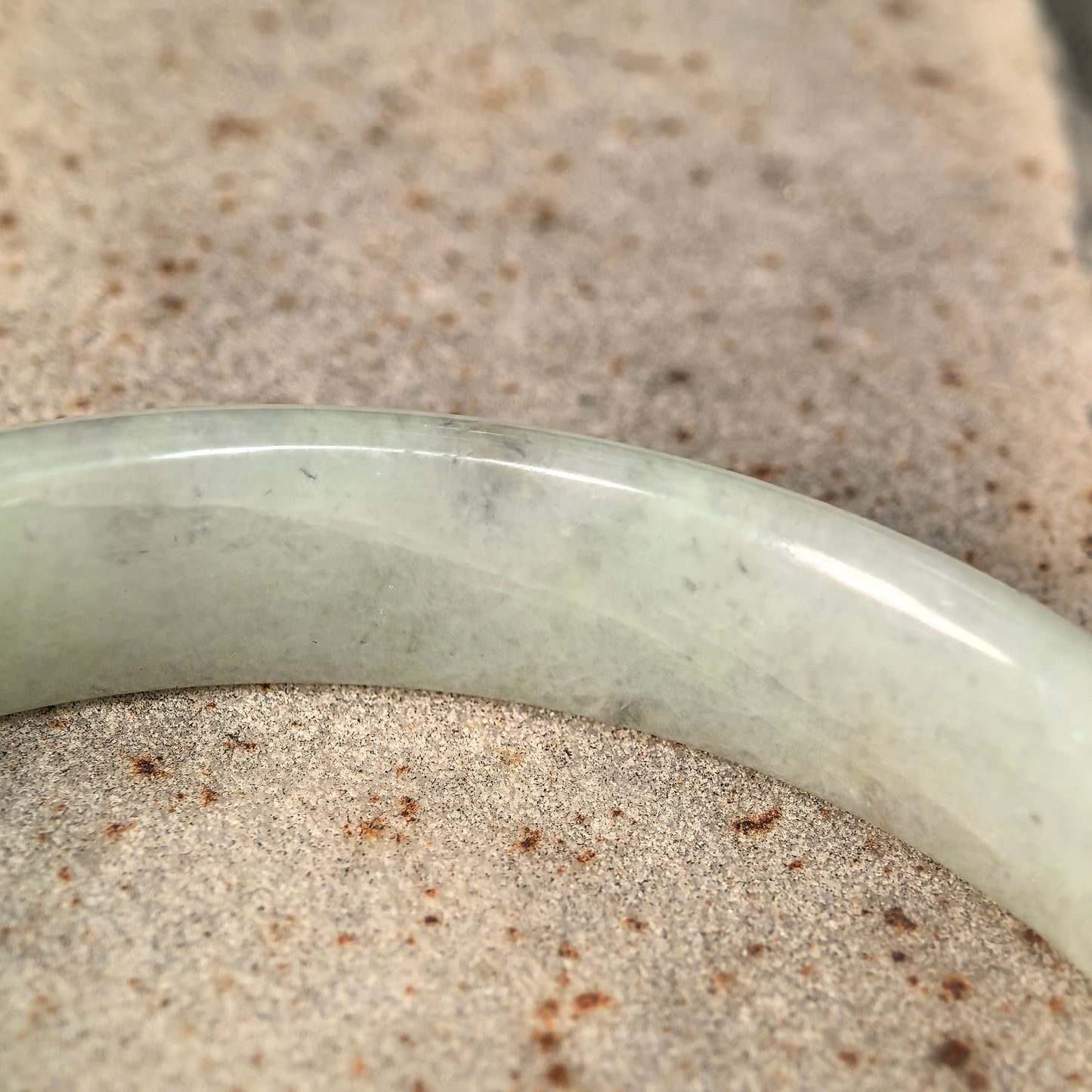 Natural Grade-A Jadeite Glutinous Pale Green D-Shape Bangle · Burmese Jade 57mm