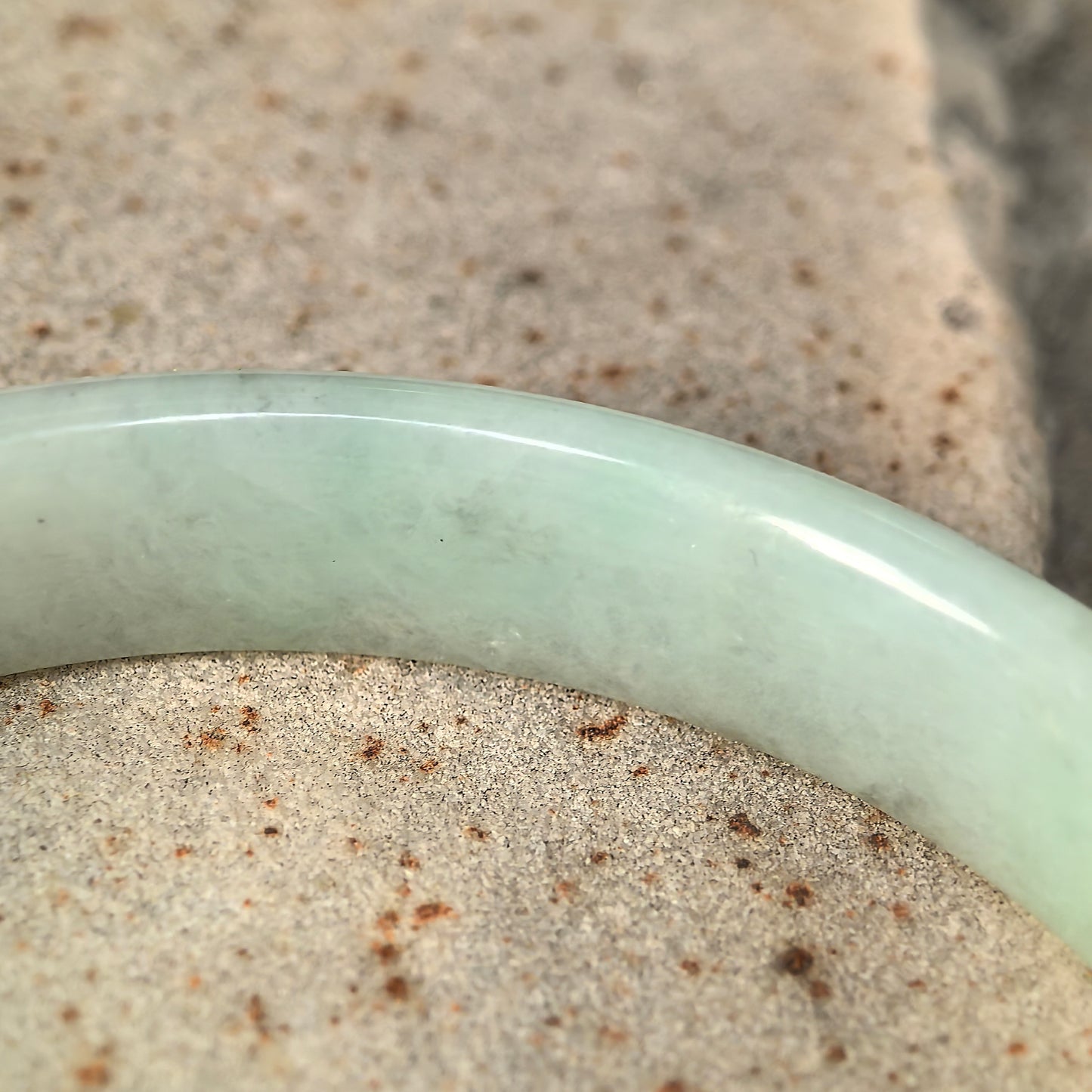 Natural Grade-A Jadeite Glutinous Pale Green D-Shape Bangle · Burmese Jade 57mm