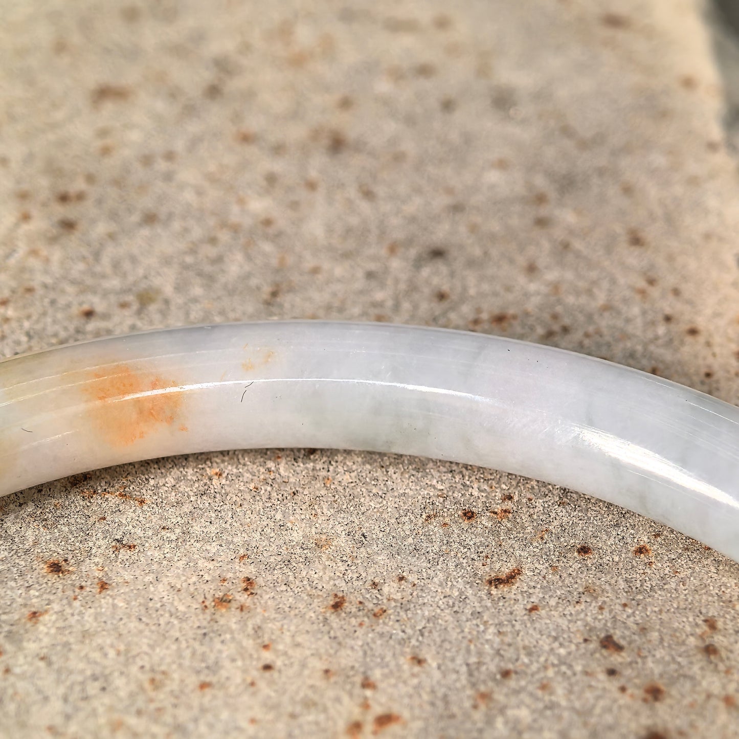 Natural Grade-A Jadeite Glutinous Tri-Color Slim Round Bangle · Burmese Jade 57mm