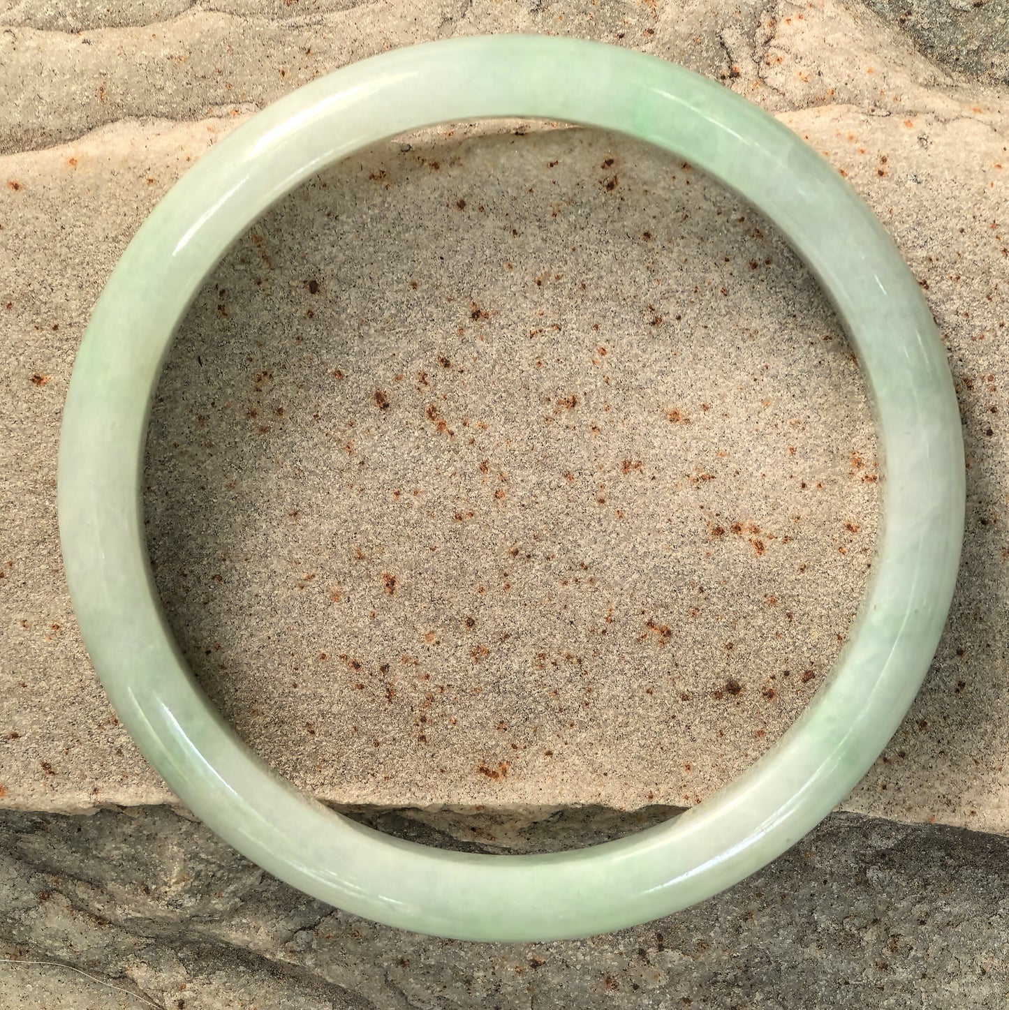 Natural Grade-A Jadeite Glutinous Full Pale Green D-Shape Bangle · Burmese Jade 60mm