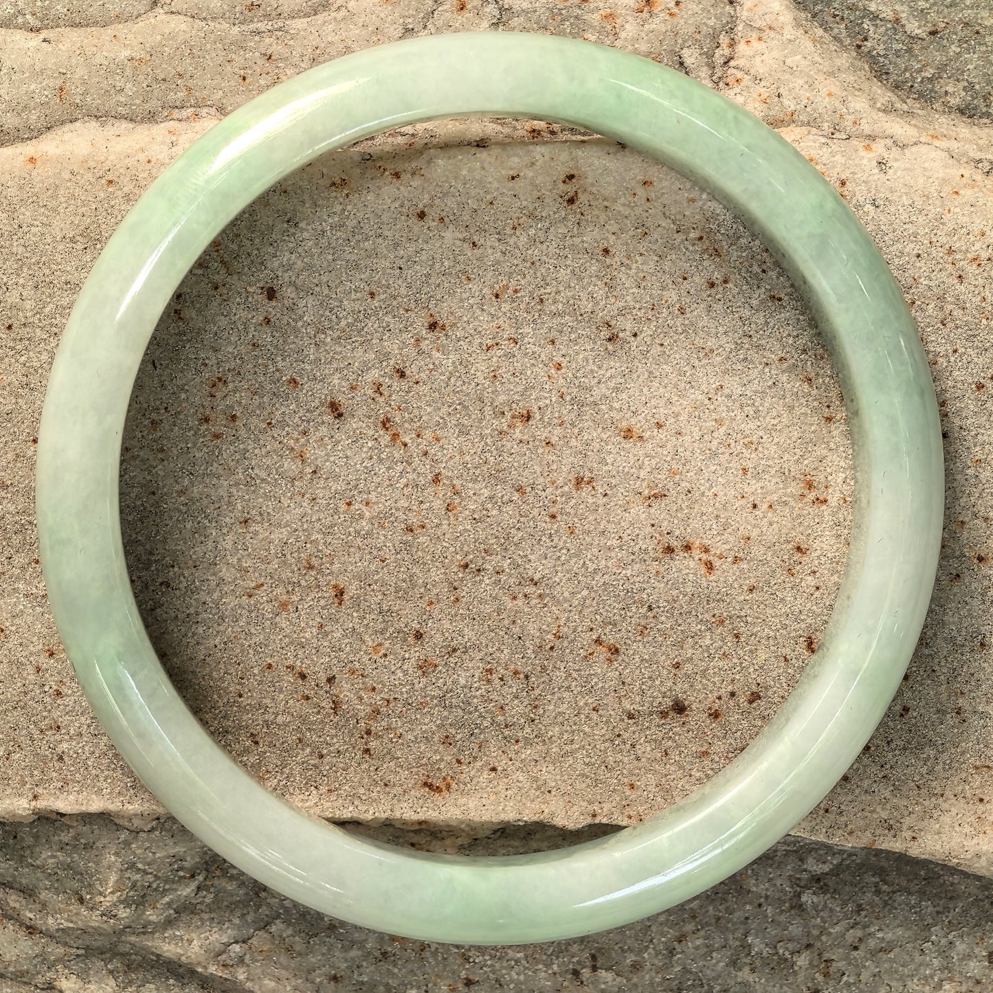 Natural Grade-A Jadeite Glutinous Full Pale Green D-Shape Bangle · Burmese Jade 60mm