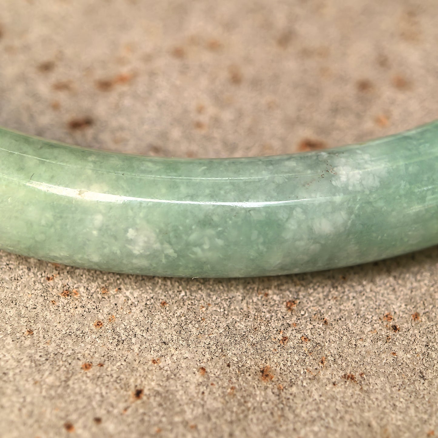 Natural Grade-A Jadeite Bean-Glutinous Full Pale Green Slim Round Bangle · Burmese Jade 56mm