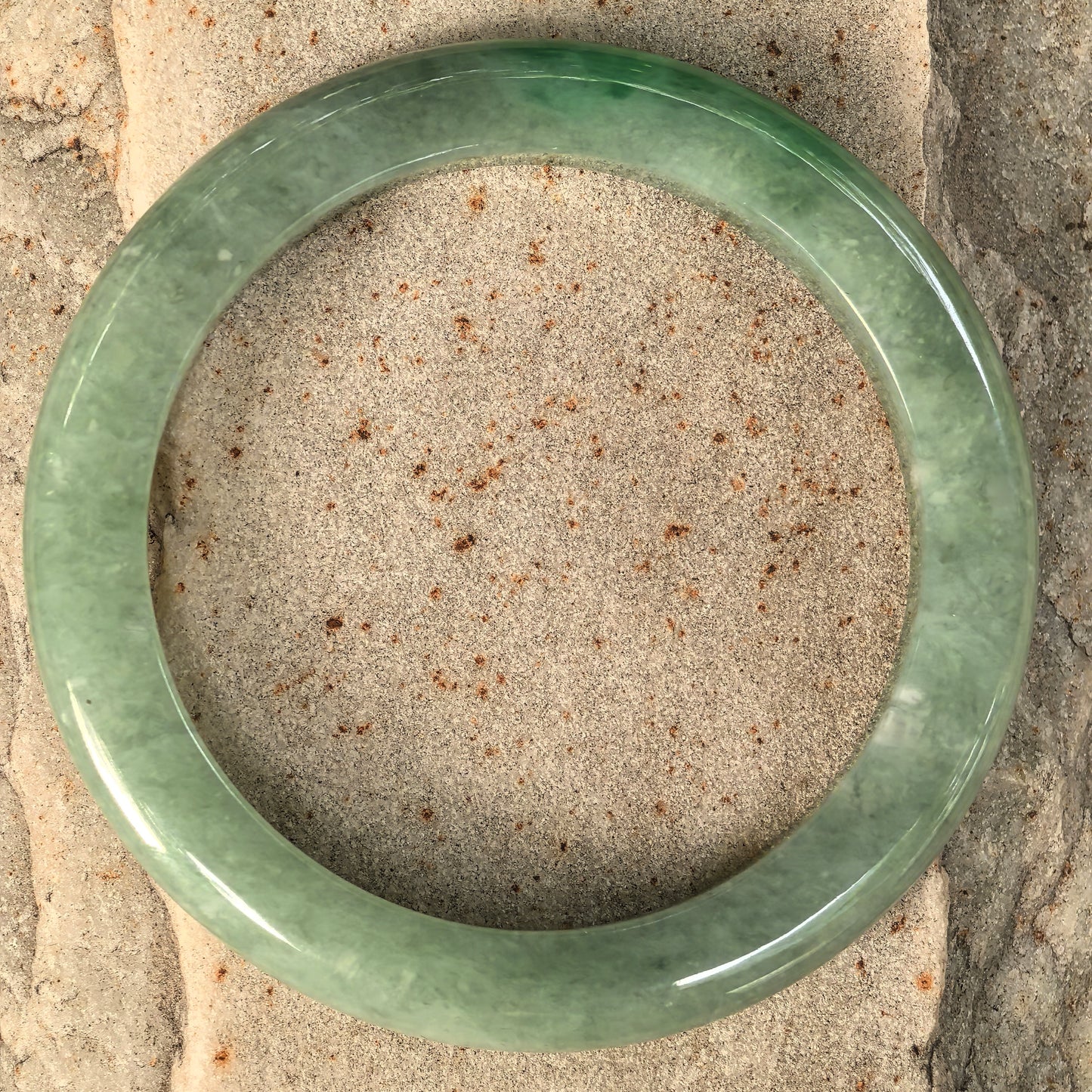 Natural Grade-A Jadeite Glutinous Light Green Base with Vivid Green D-Shape Bangle · Burmese Jade 53mm