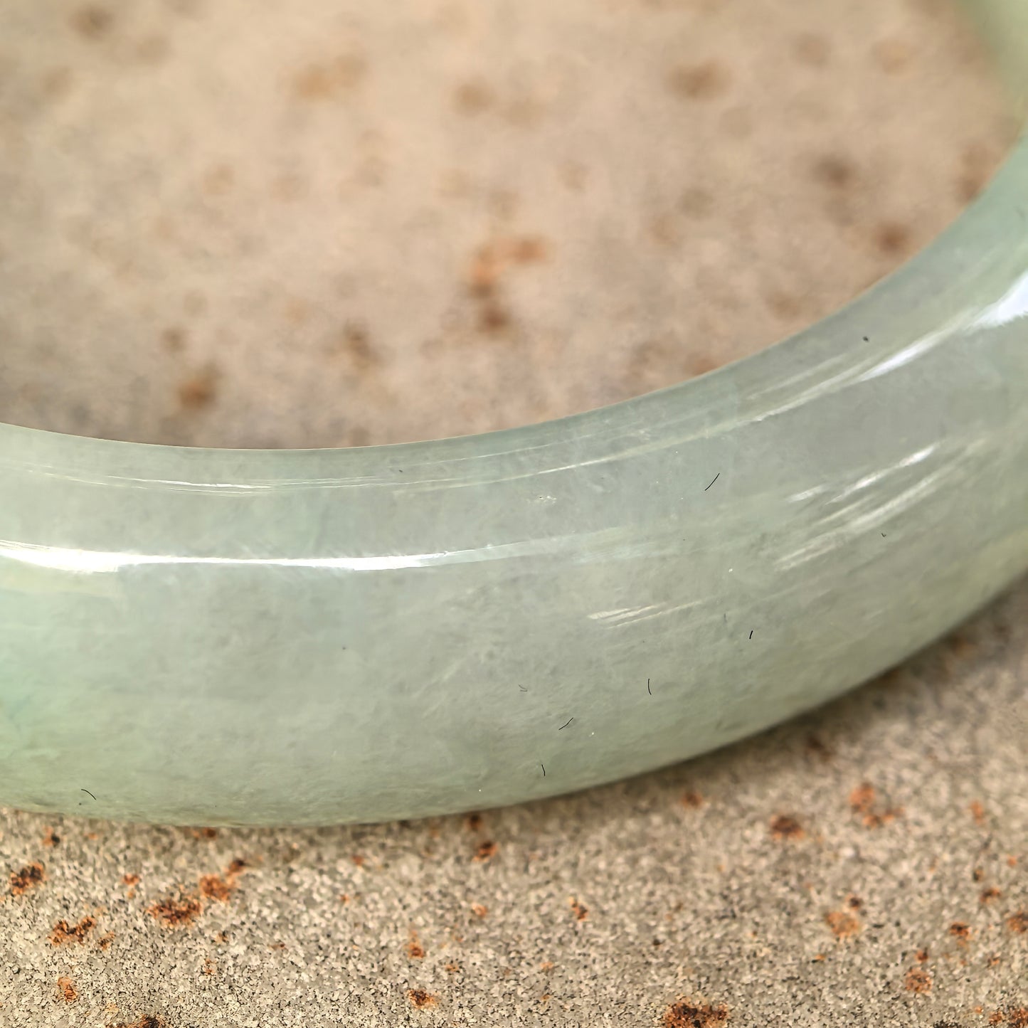 Natural Grade-A Jadeite Glutinous Icy Mint Green D-Shape Bangle · Burmese Jade 50mm