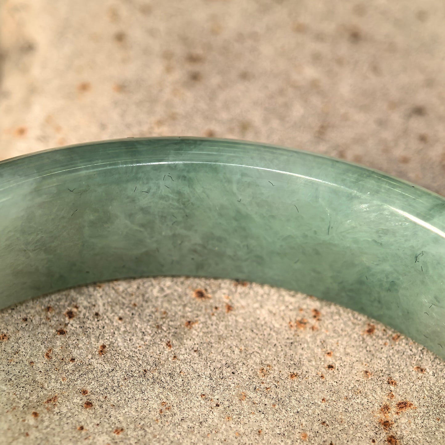 Natural Grade-A Jadeite Glutinous Icy Mint Green D-Shape Bangle · Burmese Jade 50mm