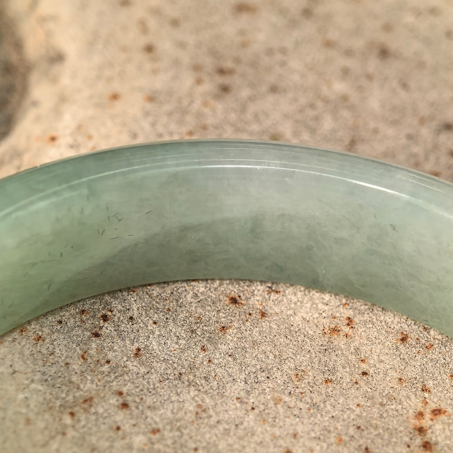 Natural Grade-A Jadeite Glutinous Icy Mint Green D-Shape Bangle · Burmese Jade 50mm