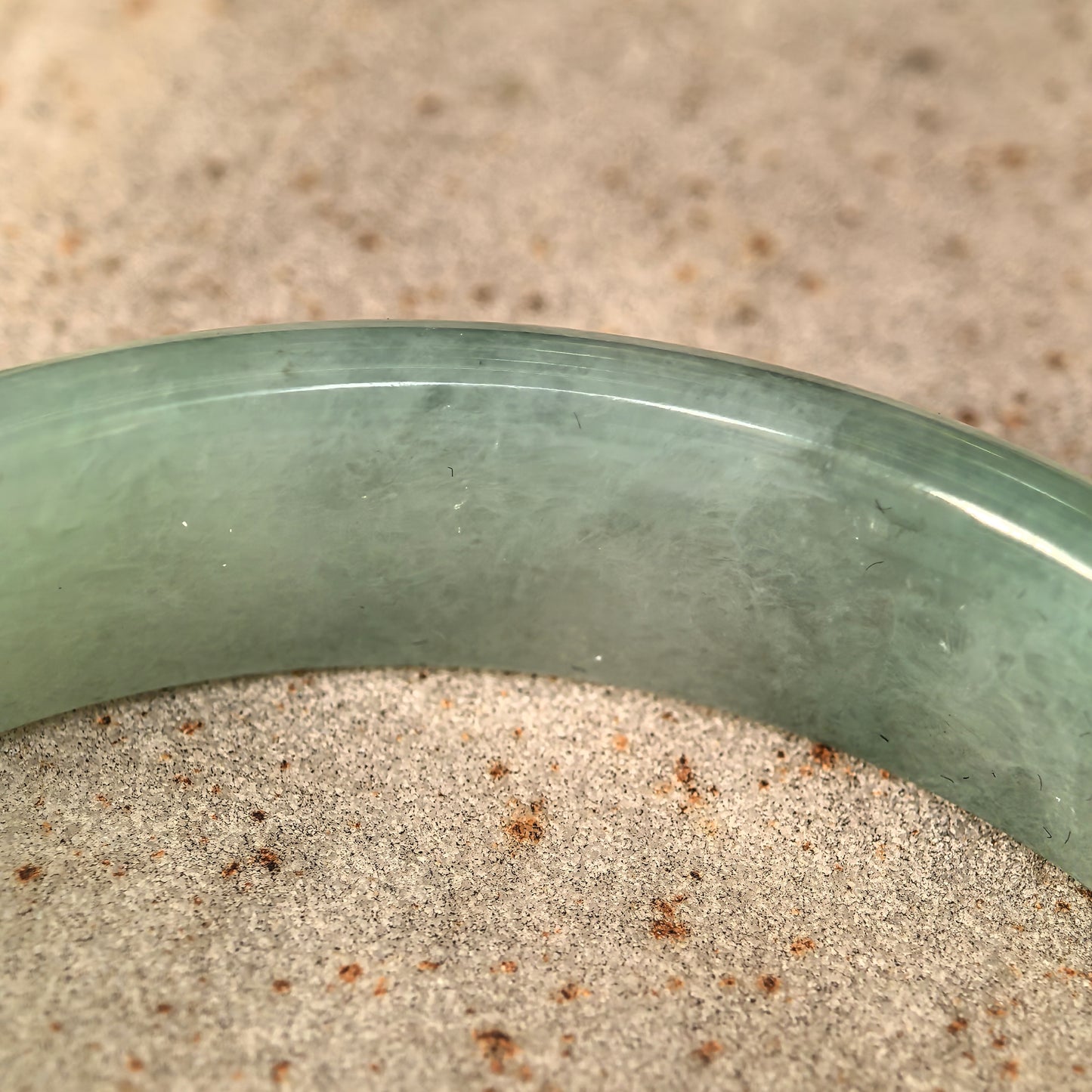 Natural Grade-A Jadeite Glutinous Icy Mint Green D-Shape Bangle · Burmese Jade 50mm