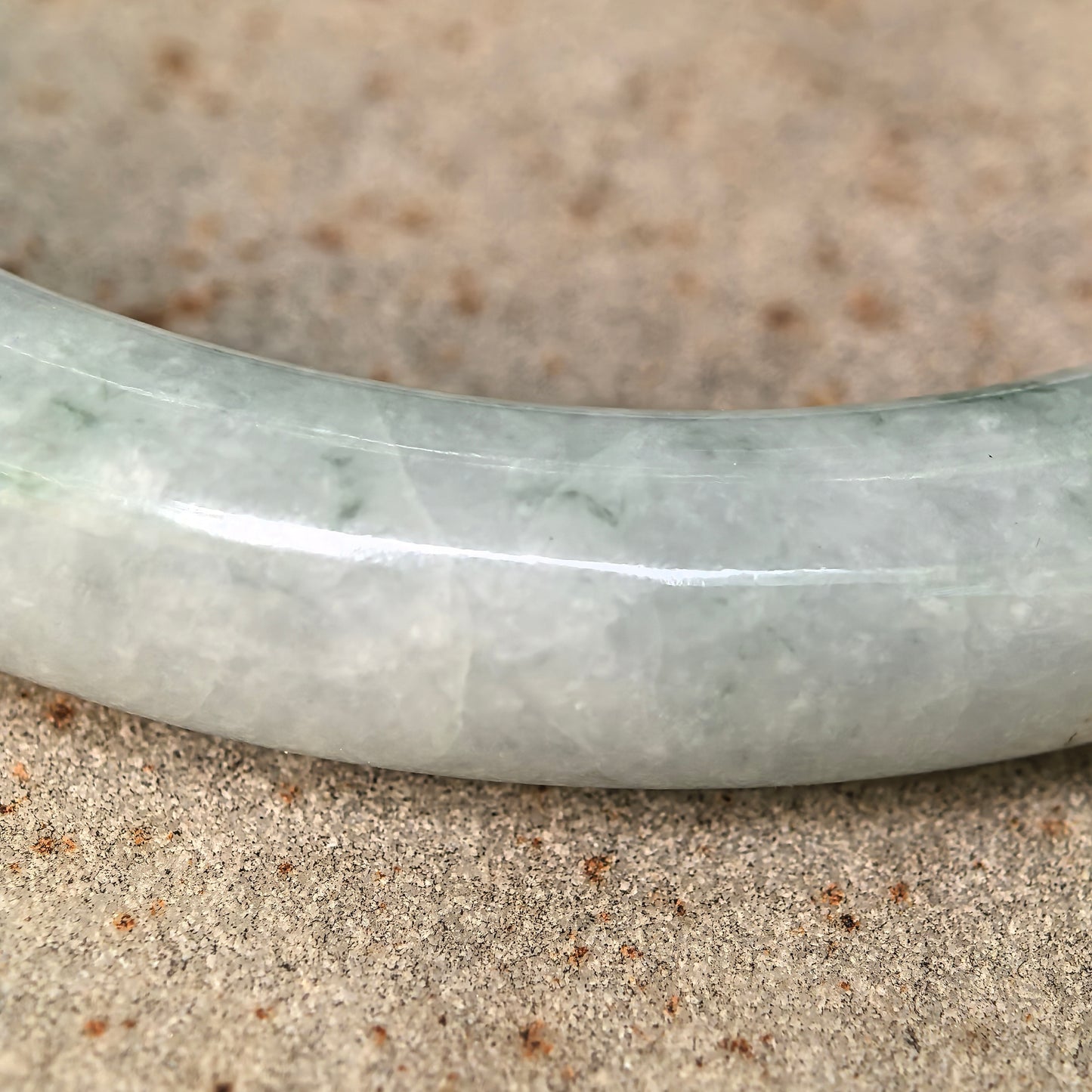 Natural Grade-A Jadeite Bean-Glutinous Blue Floating Flower Round Bangle · Burmese Jade 58mm
