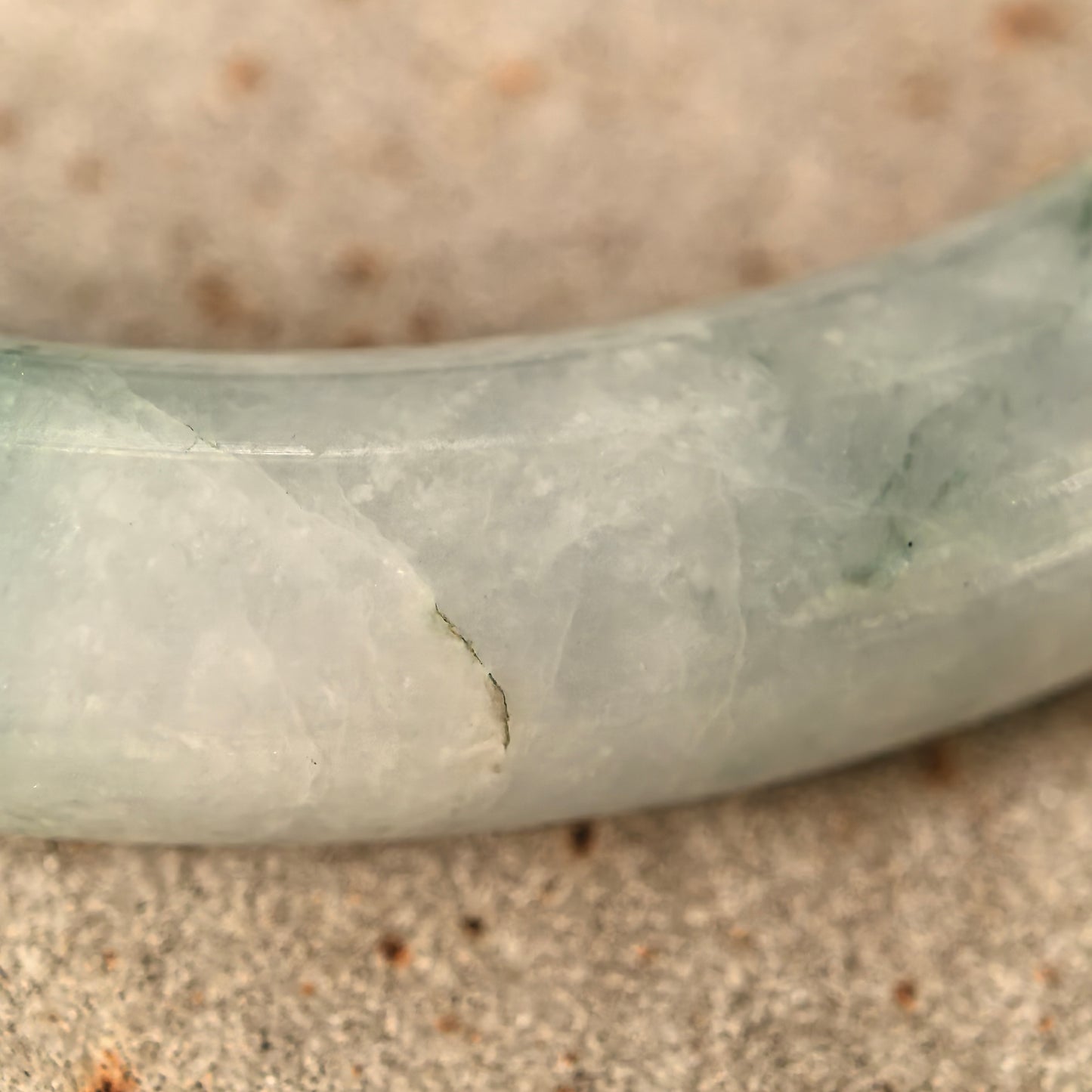 Natural Grade-A Jadeite Bean-Glutinous Blue Floating Flower Round Bangle · Burmese Jade 58mm