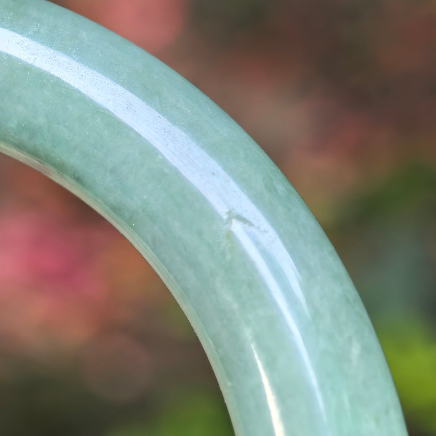 Natural Grade-A Jadeite Glutinous Oil Green Round Bangle · Burmese Jade 55mm