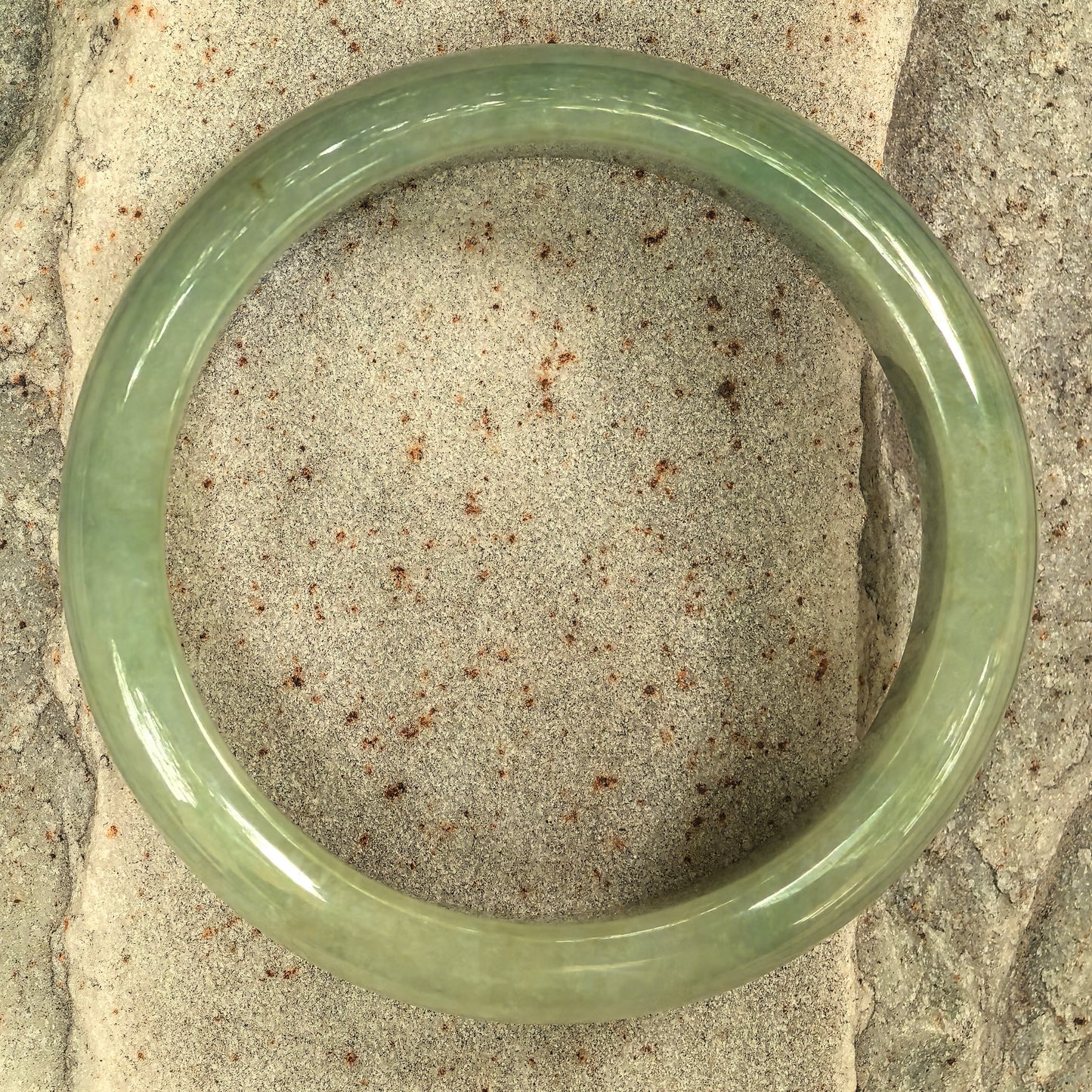 Natural Grade-A Jadeite Bangle – Oil-Green Glutinous Burmese Jade 54mm