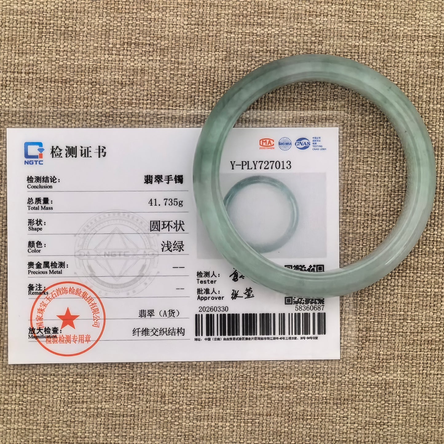 Natural Grade-A Jadeite Glutinous Icy Mint Green D-Shape Bangle · Burmese Jade 50mm