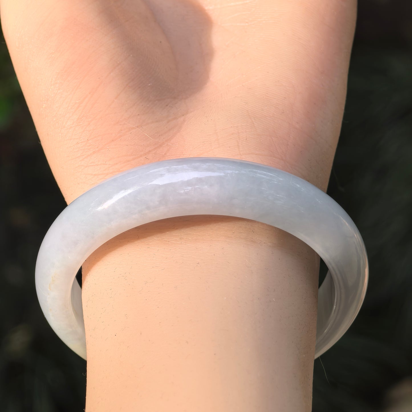 Natural Grade-A Jadeite Glutinous Half Honey Yellow Bangle · Burmese Jade 55mm