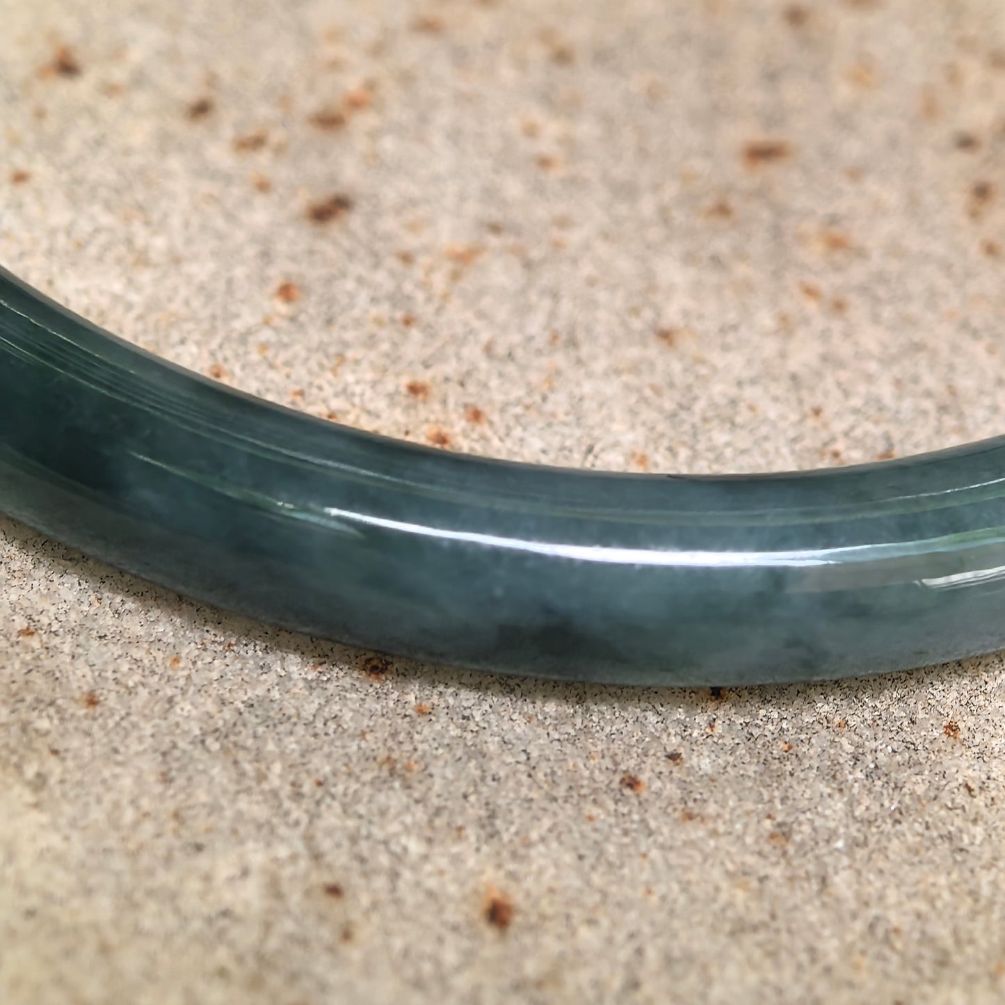 Natural Grade-A Jadeite Glutinous Icy Blue-Green Slim Round Bangle · Burmese Jade 53mm
