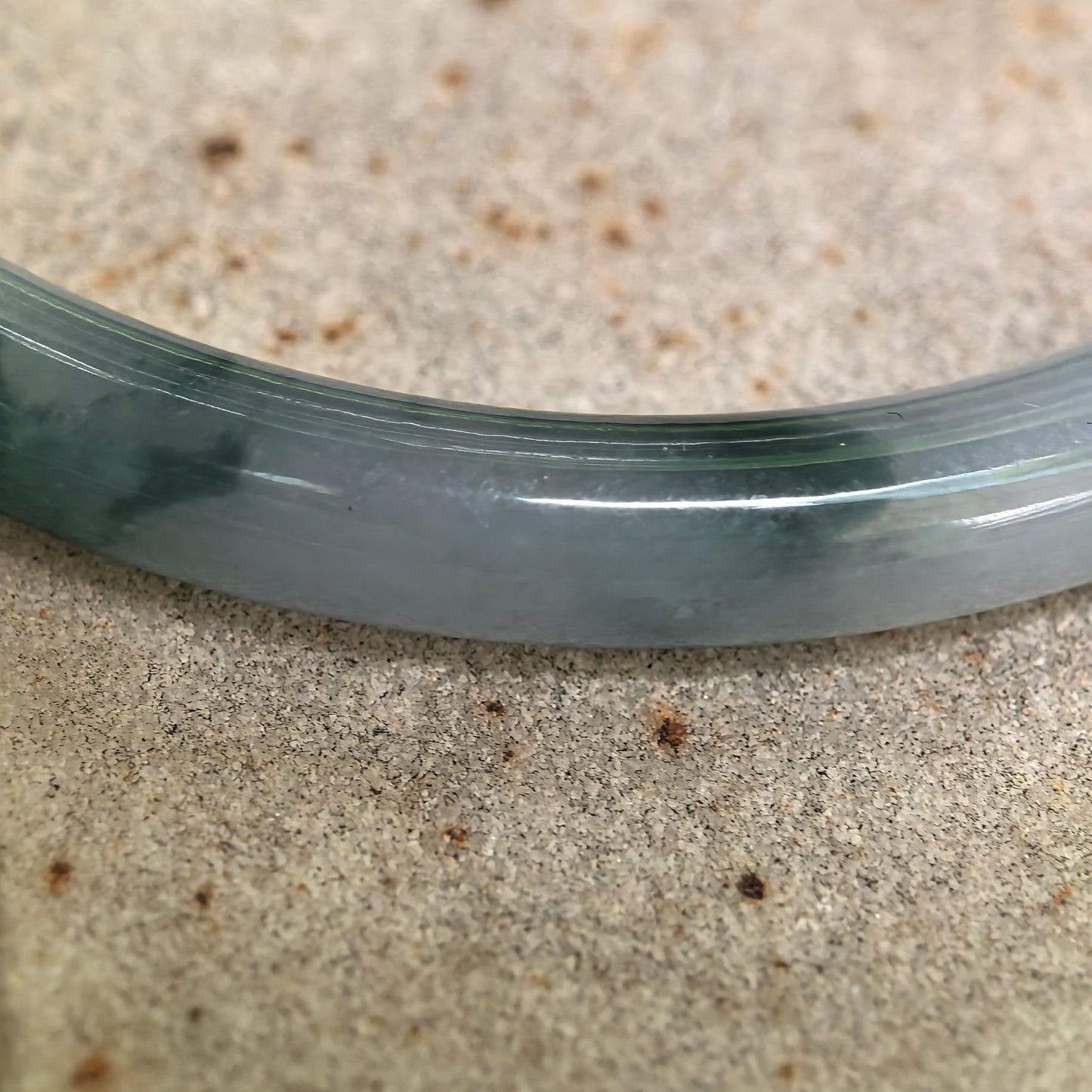 Natural Grade-A Jadeite Glutinous Icy Blue-Green Slim Round Bangle · Burmese Jade 53mm