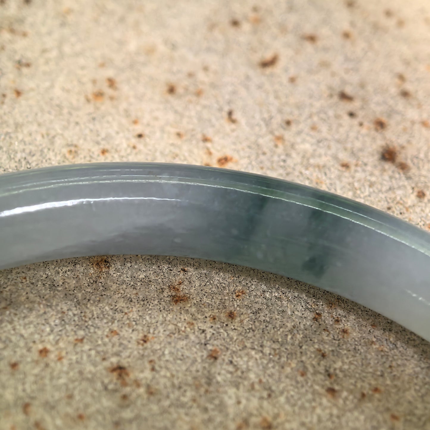 Natural Grade-A Jadeite Glutinous Icy Blue-Green Slim Round Bangle · Burmese Jade 53mm
