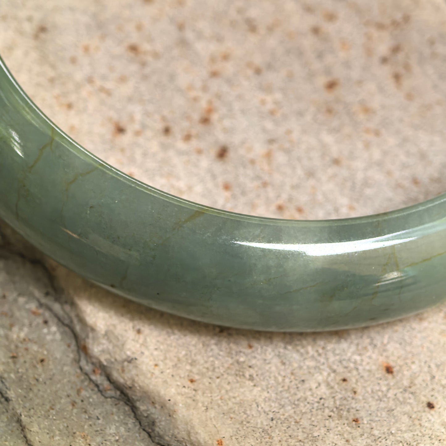 Natural Grade-A Jadeite Oil Green D-Shape Bangle · Burmese Jade 58mm