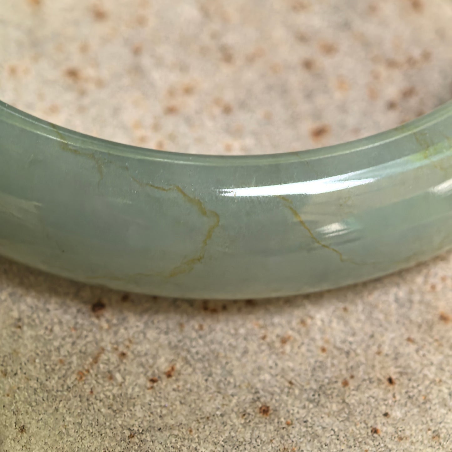 Natural Grade-A Jadeite Oil Green D-Shape Bangle · Burmese Jade 58mm