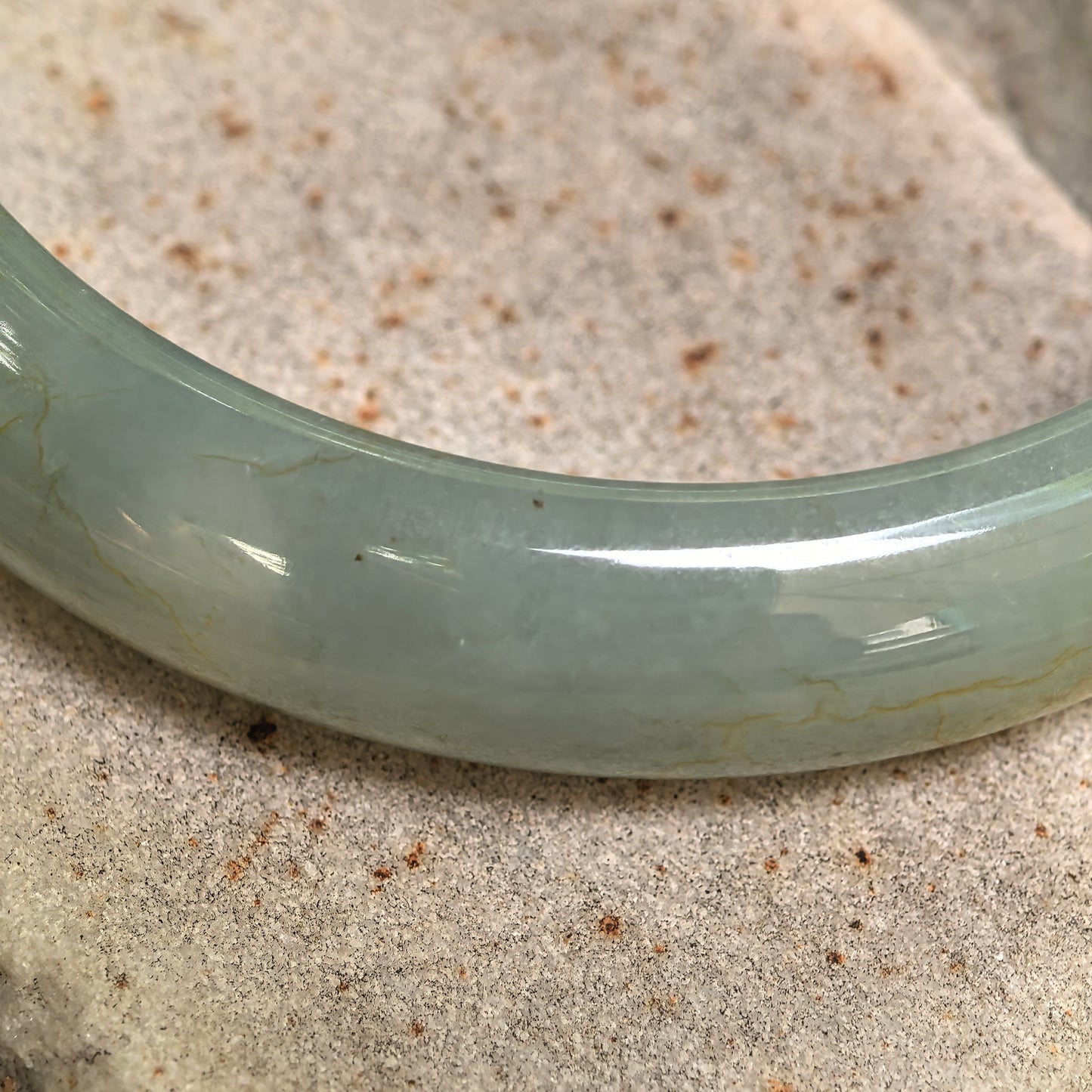 Natural Grade-A Jadeite Oil Green D-Shape Bangle · Burmese Jade 58mm