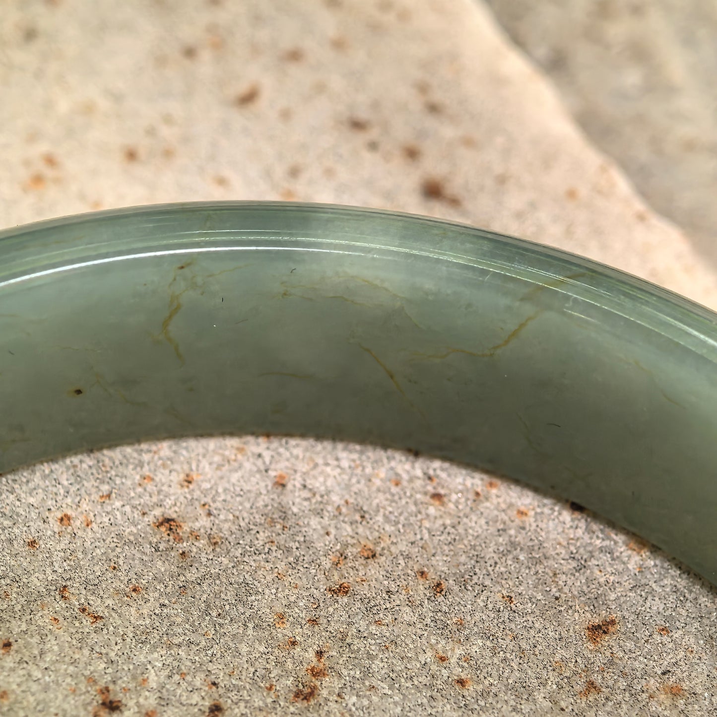 Natural Grade-A Jadeite Oil Green D-Shape Bangle · Burmese Jade 58mm