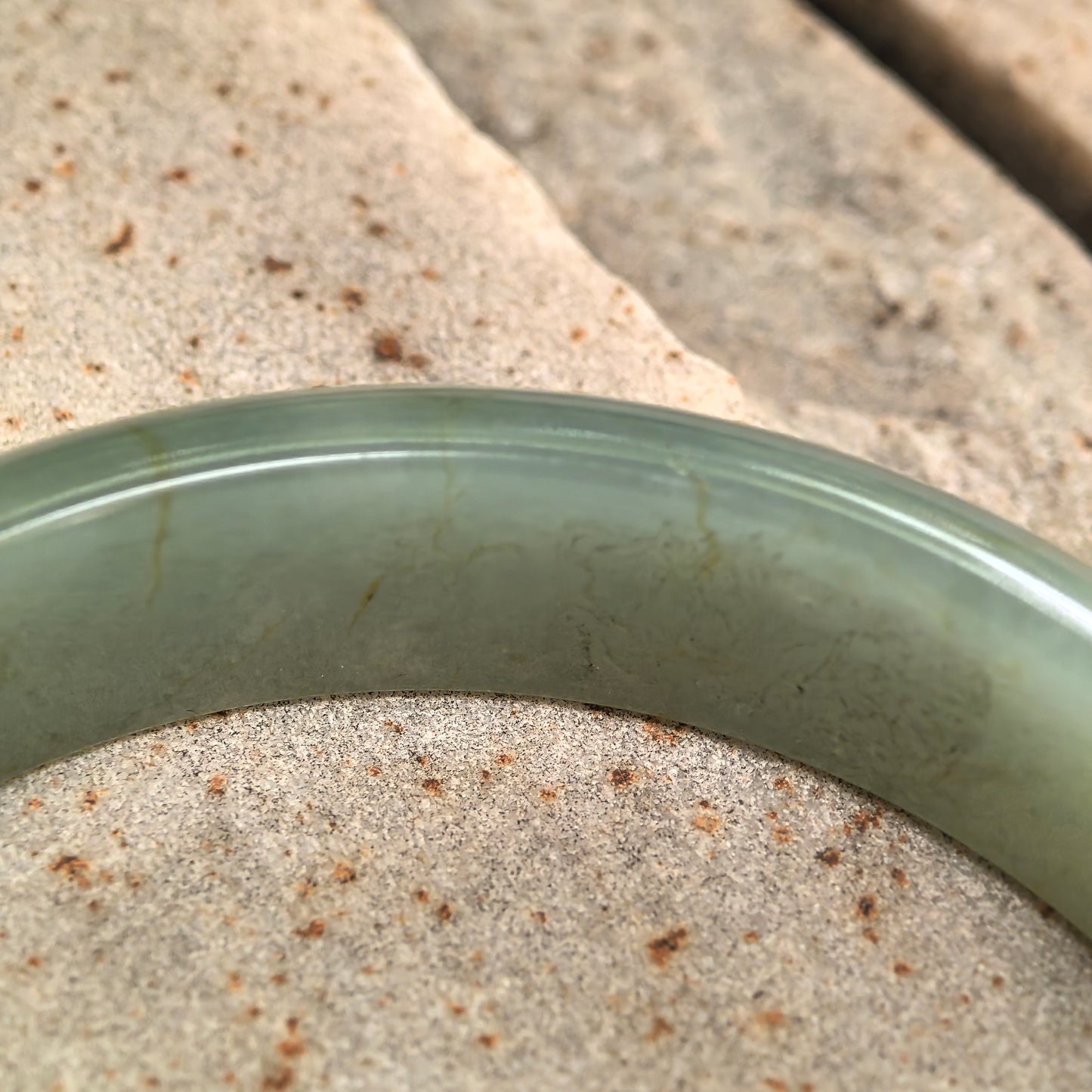 Natural Grade-A Jadeite Oil Green D-Shape Bangle · Burmese Jade 58mm