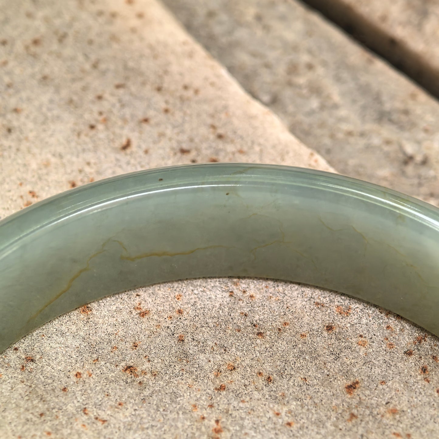 Natural Grade-A Jadeite Oil Green D-Shape Bangle · Burmese Jade 58mm