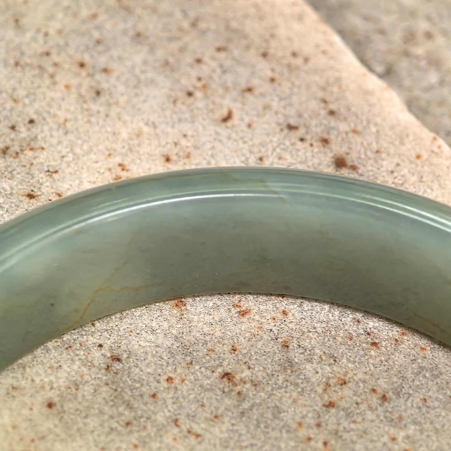 Natural Grade-A Jadeite Oil Green D-Shape Bangle · Burmese Jade 58mm