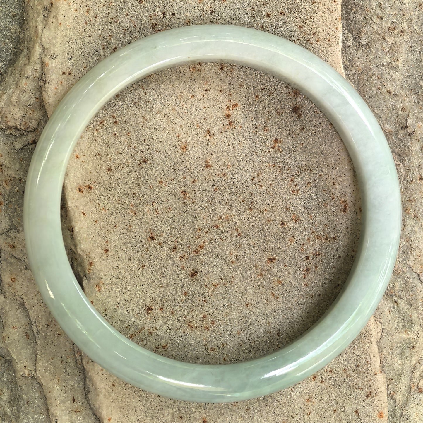 Natural Grade-A Jadeite Pale Green Slim D-Shape Bangle · Burmese Jade 57mm
