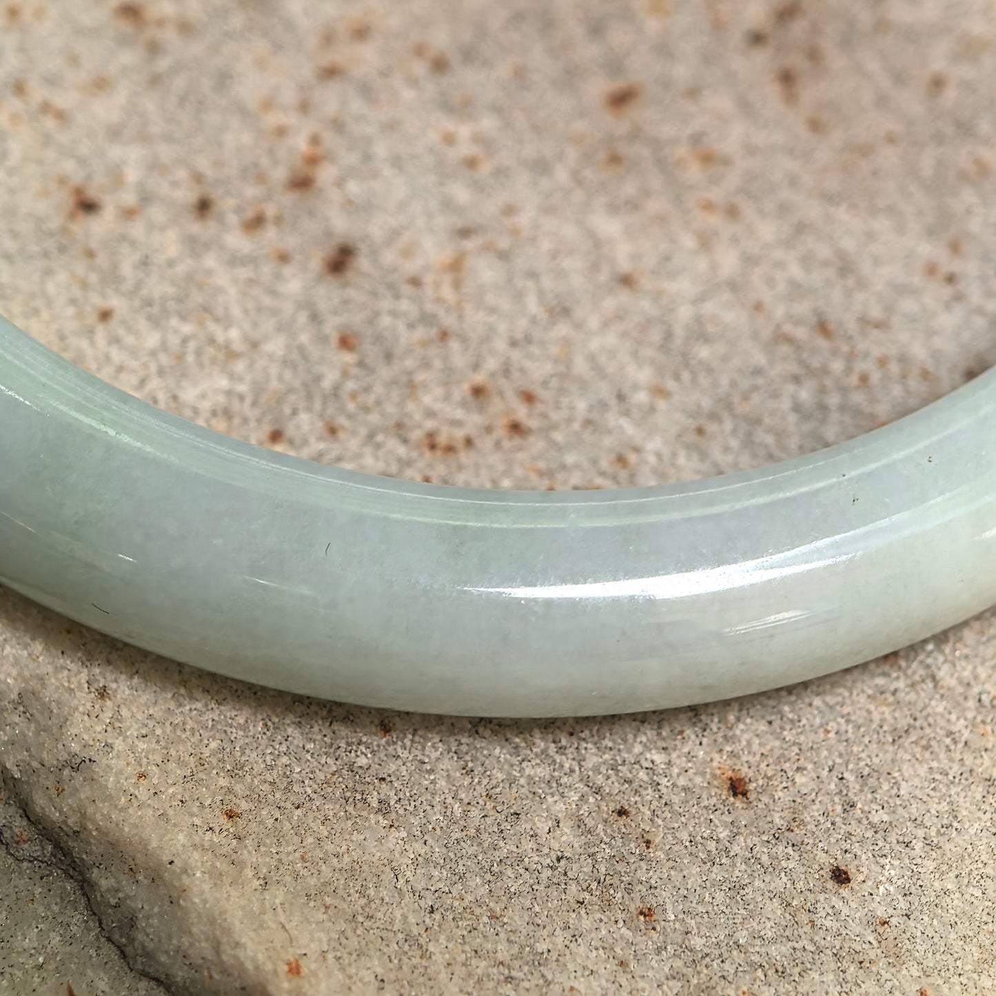 Natural Grade-A Jadeite Pale Green Slim D-Shape Bangle · Burmese Jade 57mm