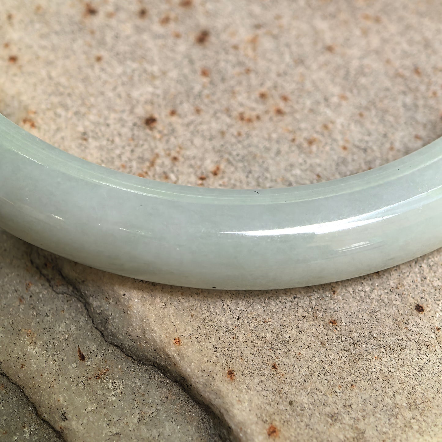 Natural Grade-A Jadeite Pale Green Slim D-Shape Bangle · Burmese Jade 57mm