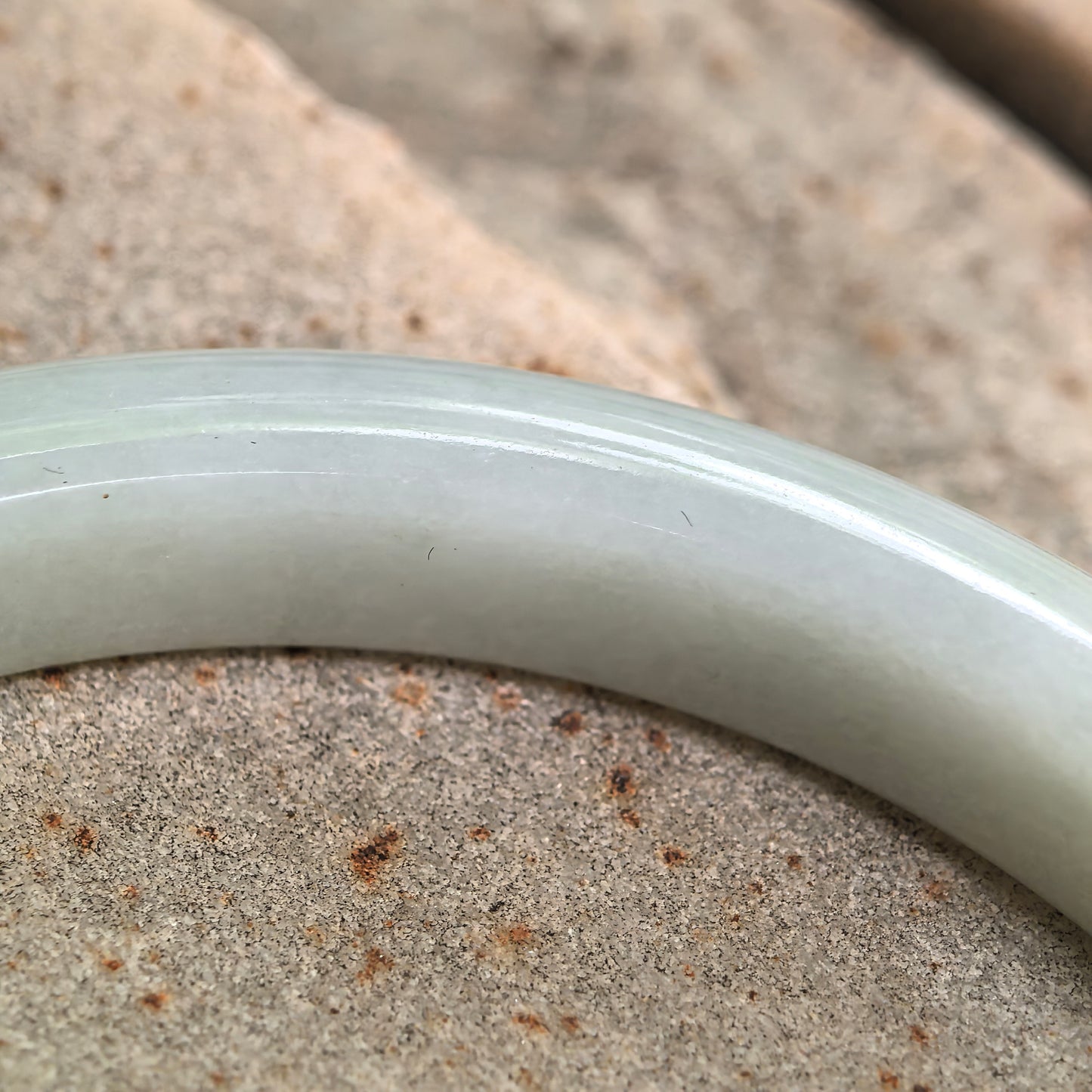 Natural Grade-A Jadeite Pale Green Slim D-Shape Bangle · Burmese Jade 57mm