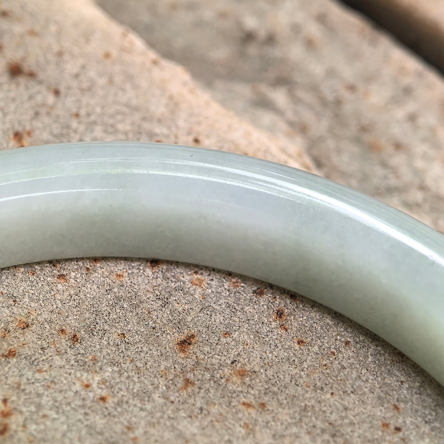 Natural Grade-A Jadeite Pale Green Slim D-Shape Bangle · Burmese Jade 57mm