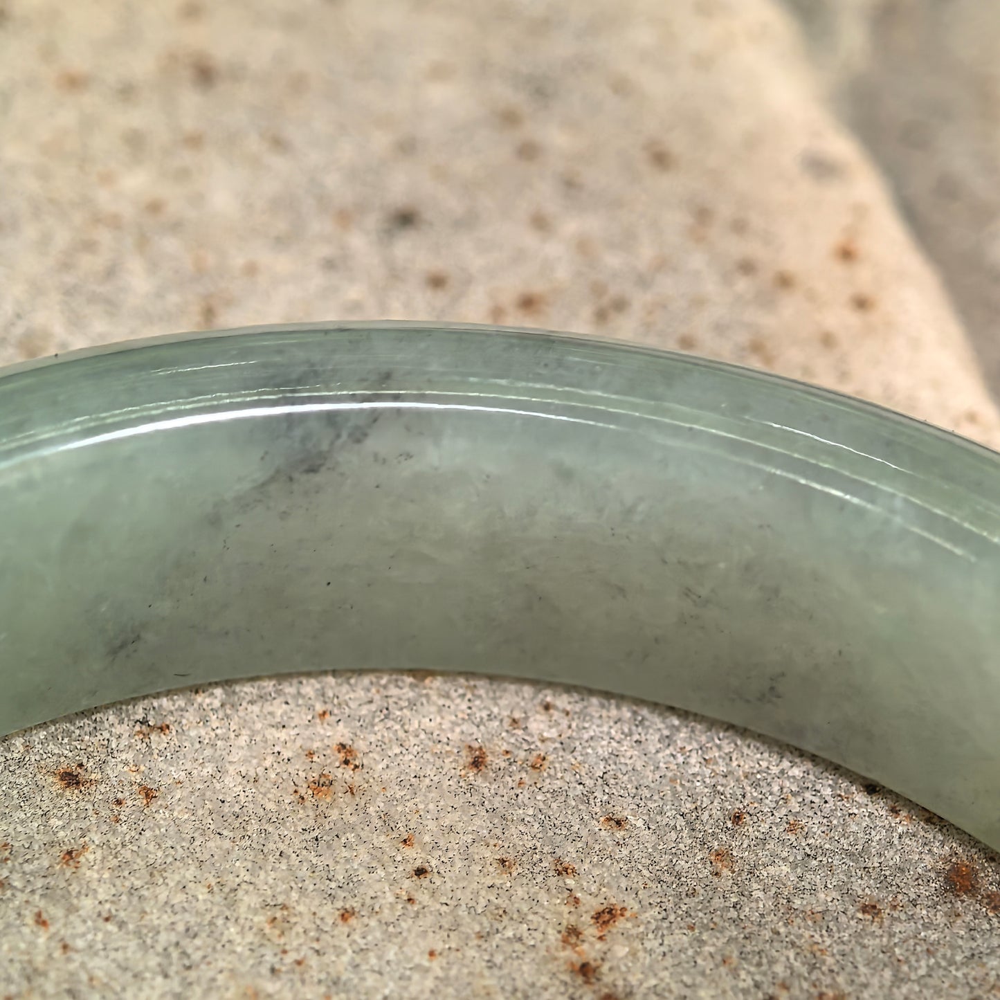 Natural Grade-A Jadeite Glutinous Icy Mint Green D-Shape Bangle · Burmese Jade 54mm