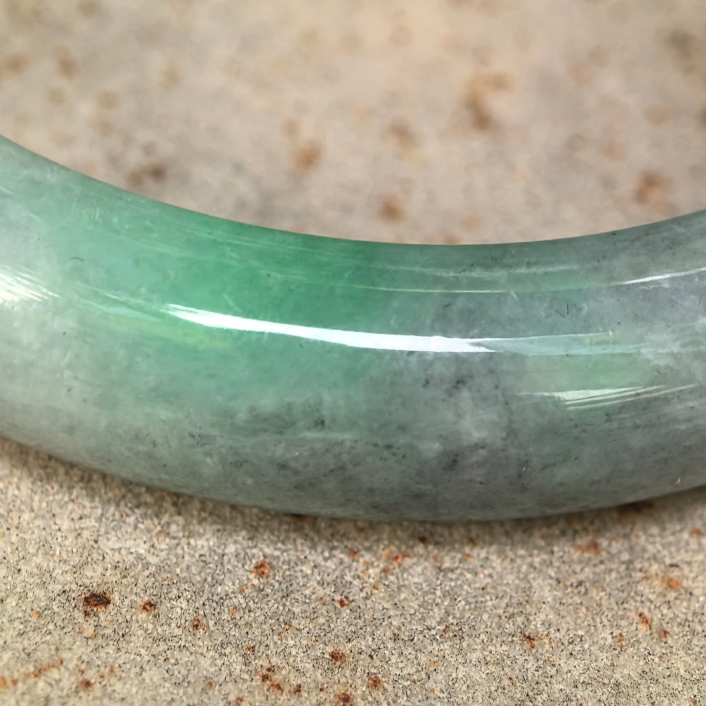 Natural Grade-A Jadeite Black-and-Green D-Shape Bangle · Burmese Jade 58mm