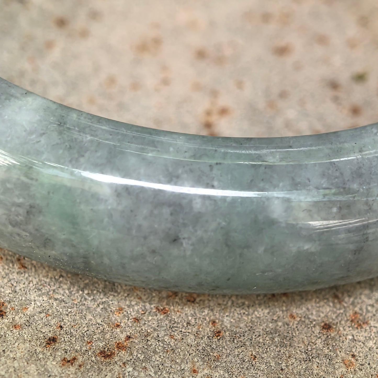 Natural Grade-A Jadeite Black-and-Green D-Shape Bangle · Burmese Jade 58mm