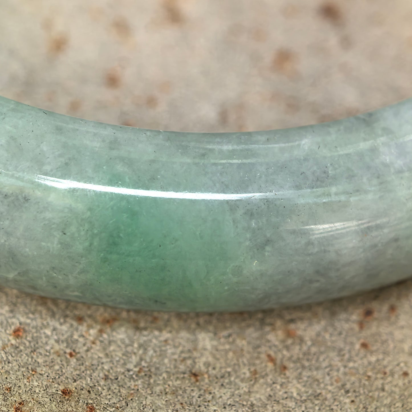 Natural Grade-A Jadeite Black-and-Green D-Shape Bangle · Burmese Jade 58mm
