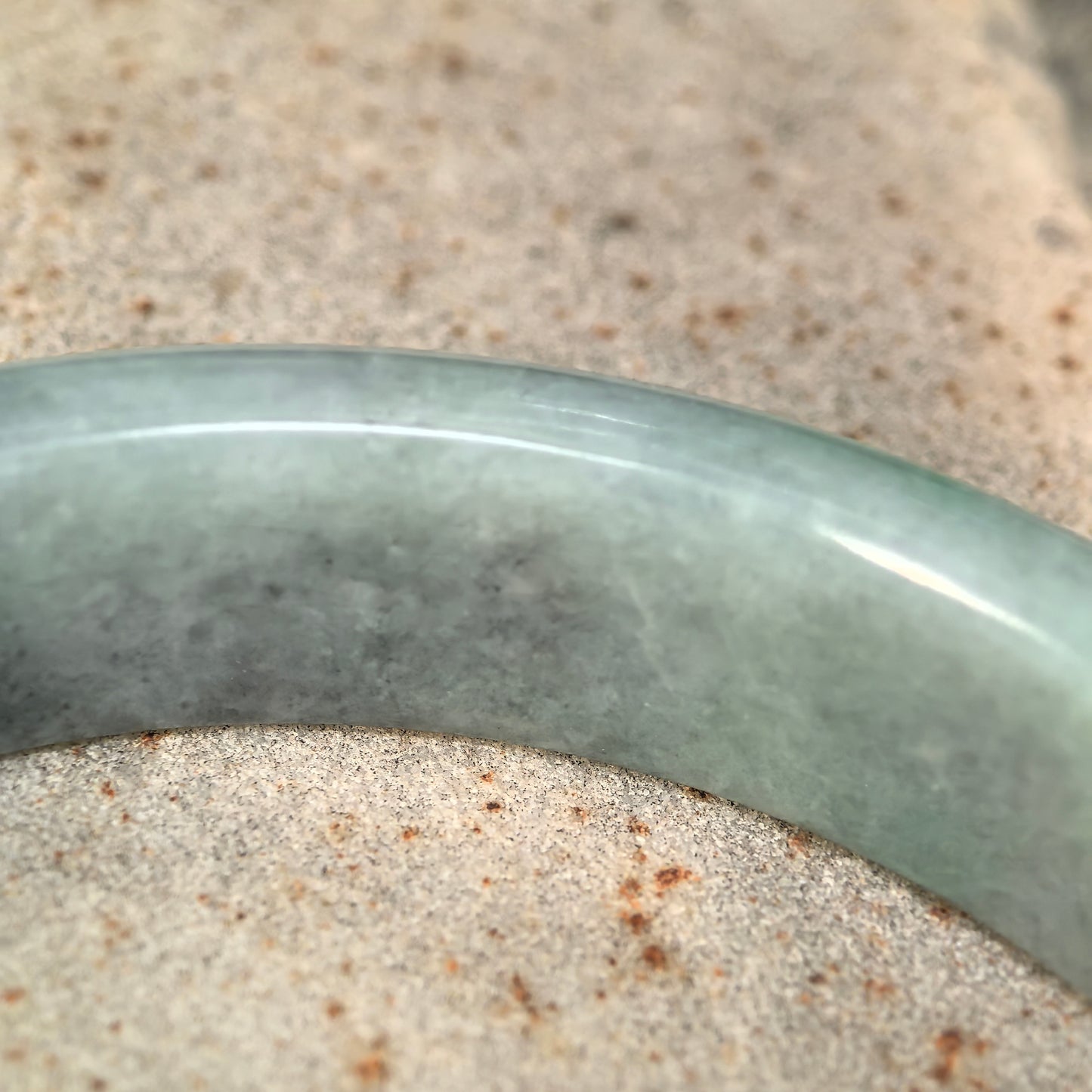 Natural Grade-A Jadeite Black-and-Green D-Shape Bangle · Burmese Jade 58mm
