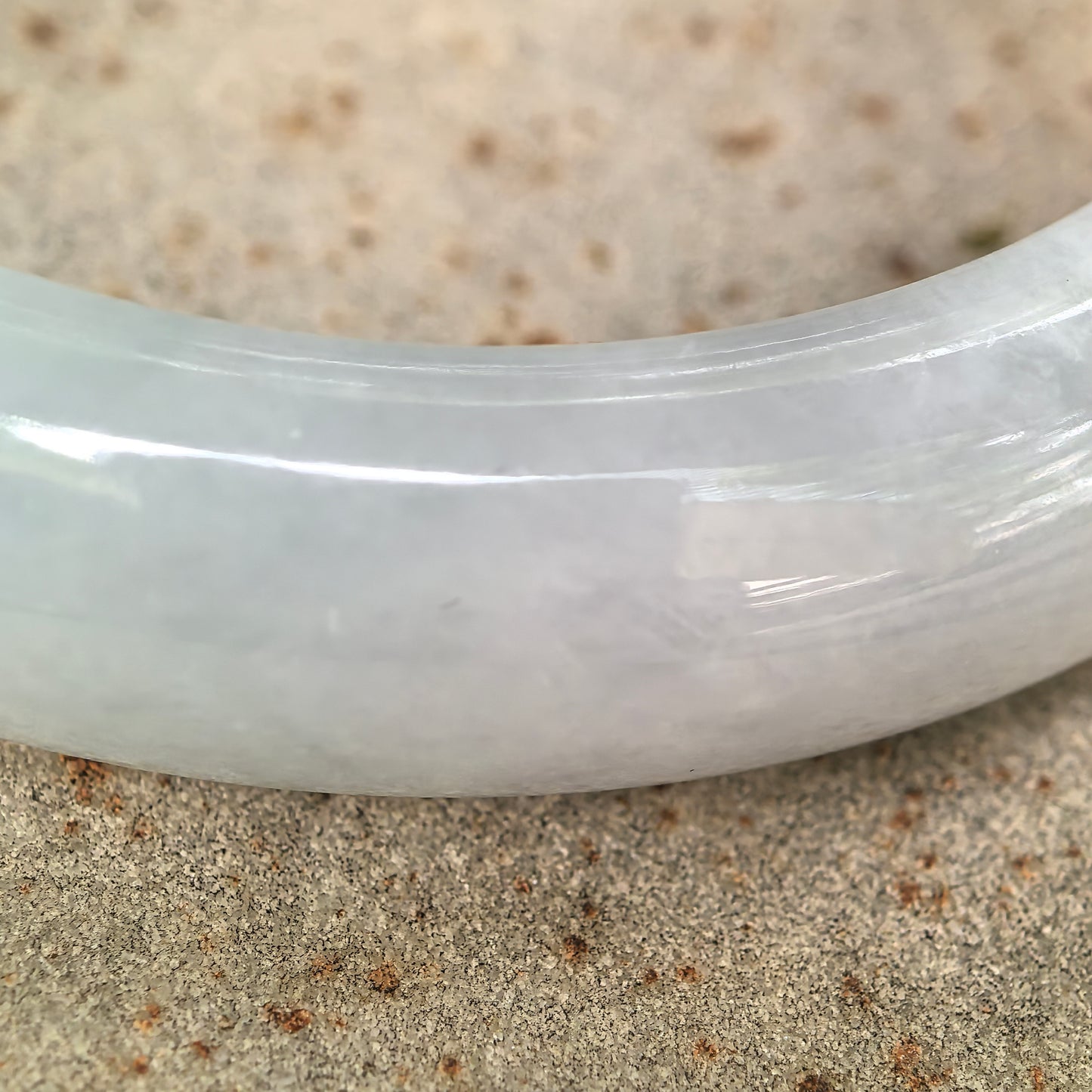 Natural Grade-A Jadeite Glutinous Half Honey Yellow Bangle · Burmese Jade 55mm