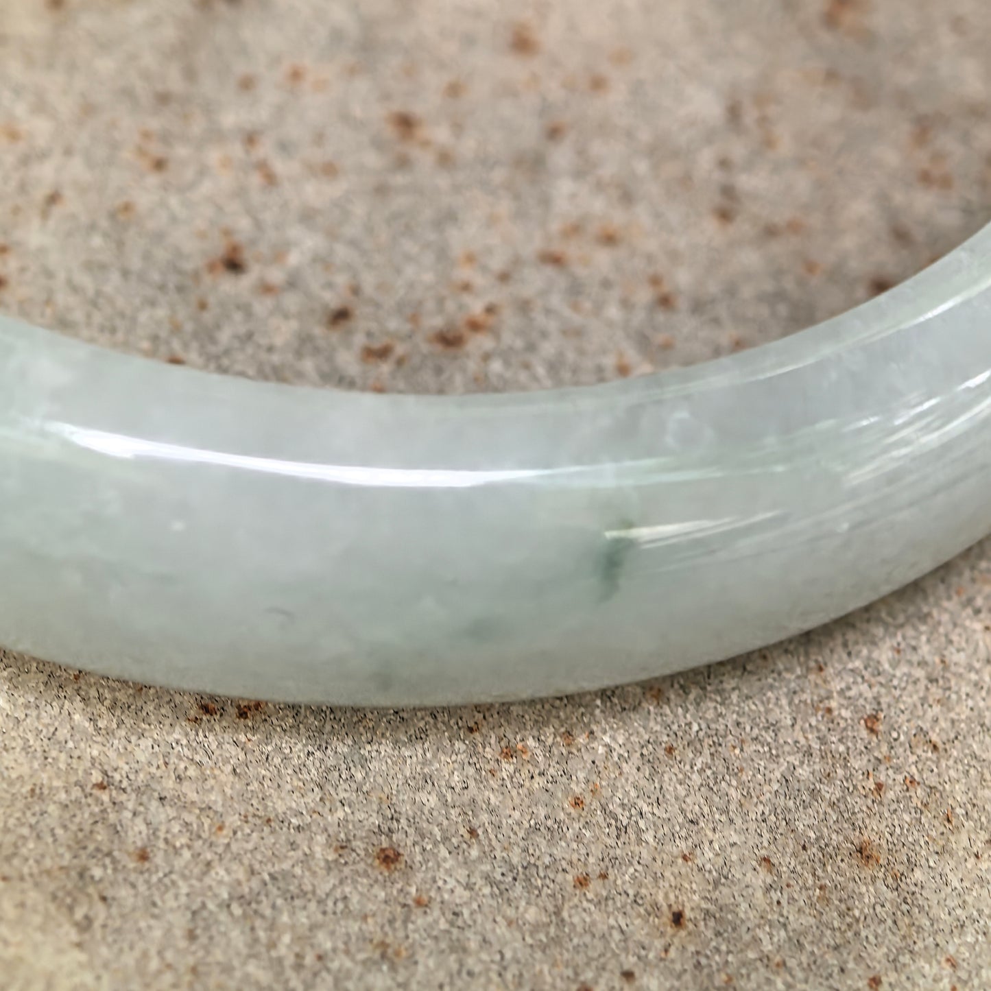 Natural Grade-A Jadeite Blue-Green Floating Flower D-Shape Bangle · Burmese Jade 61mm