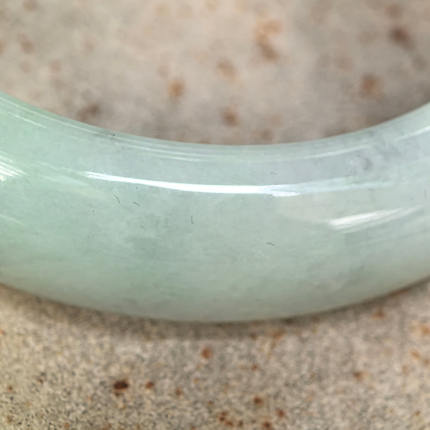 Natural Grade-A Jadeite Light Green Broad D-Shape Bangle · Burmese Jade 59mm