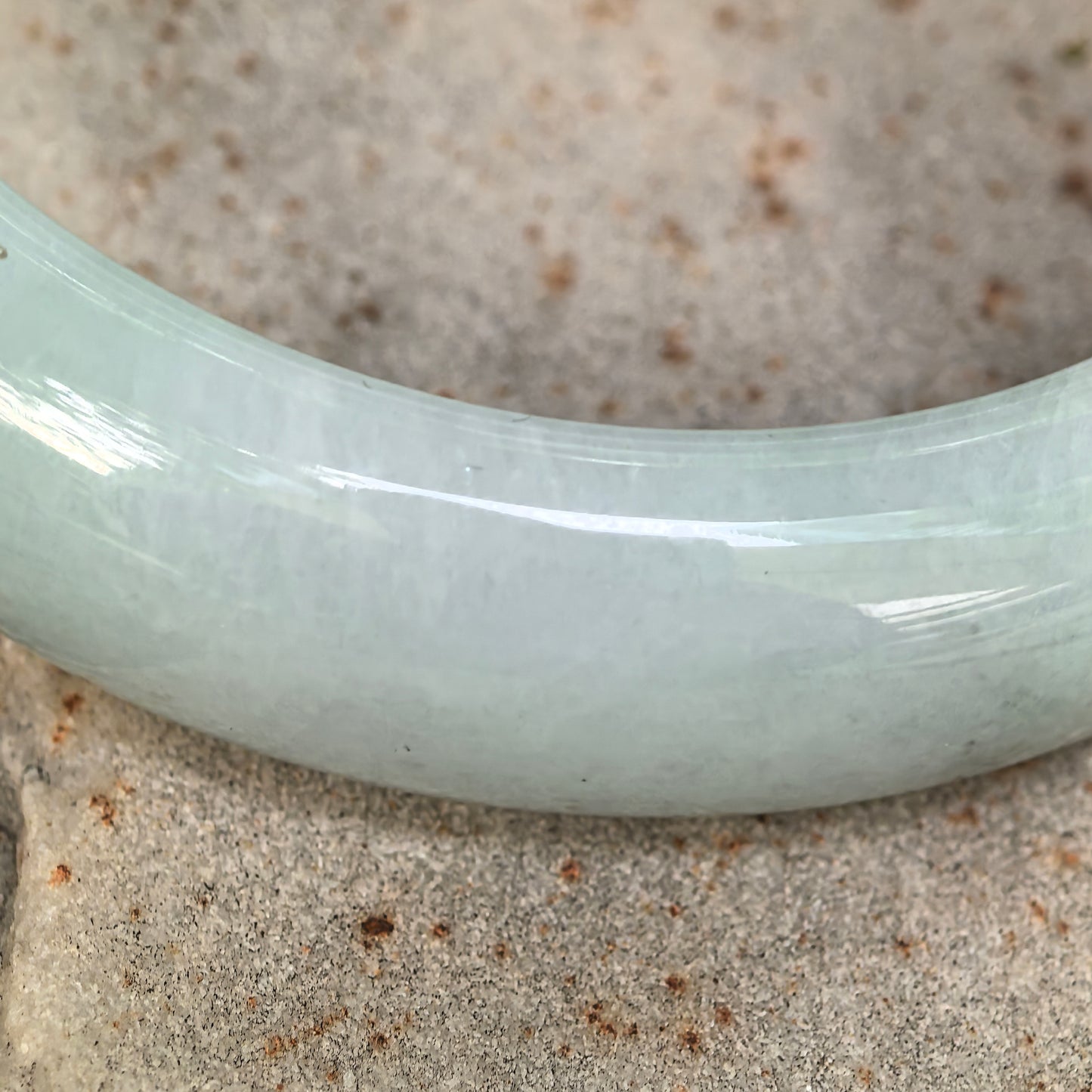 Natural Grade-A Jadeite Light Green Broad D-Shape Bangle · Burmese Jade 59mm