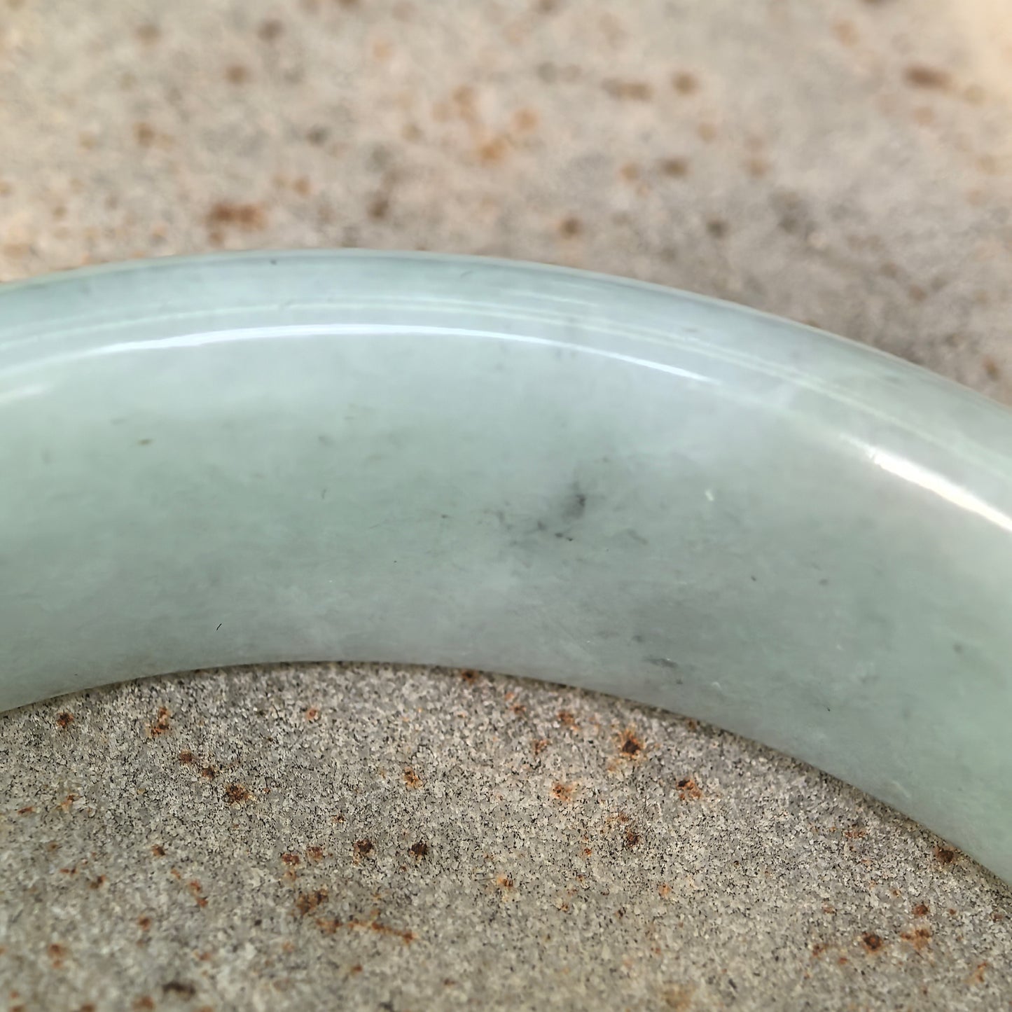 Natural Grade-A Jadeite Light Green Broad D-Shape Bangle · Burmese Jade 59mm