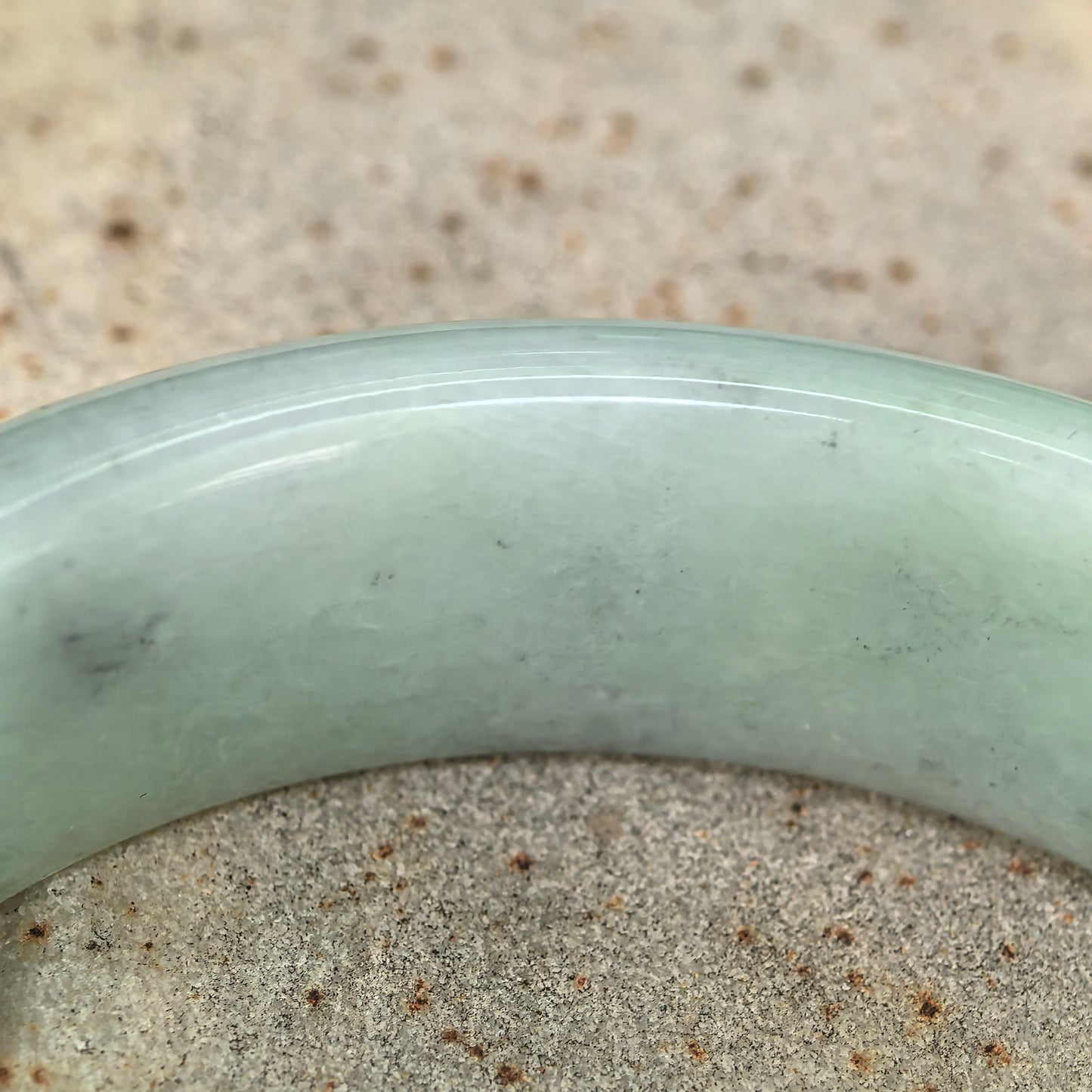 Natural Grade-A Jadeite Light Green Broad D-Shape Bangle · Burmese Jade 59mm
