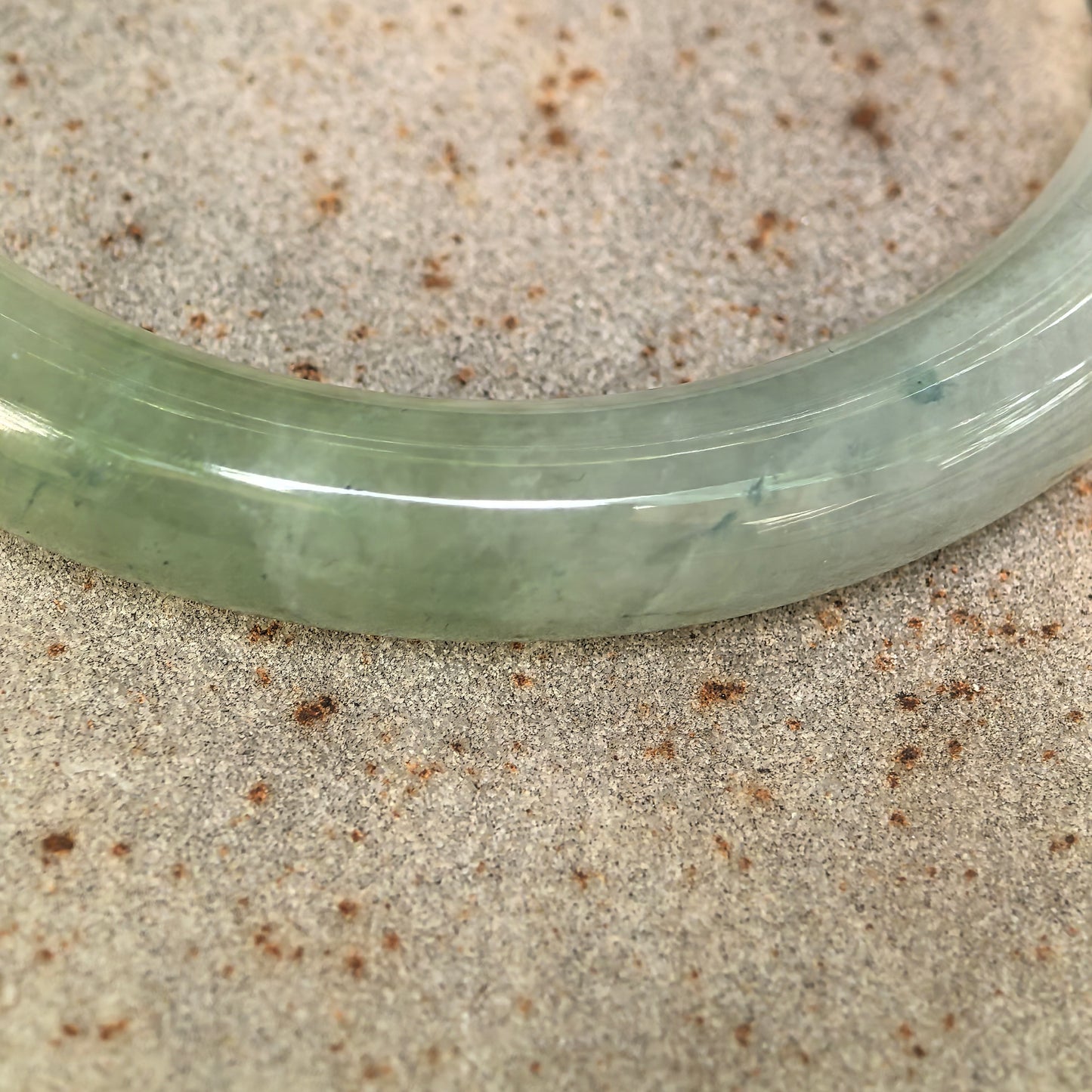 Natural Grade-A Jadeite Icy Translucent Pale Green Round Bangle · Burmese Jade 55mm