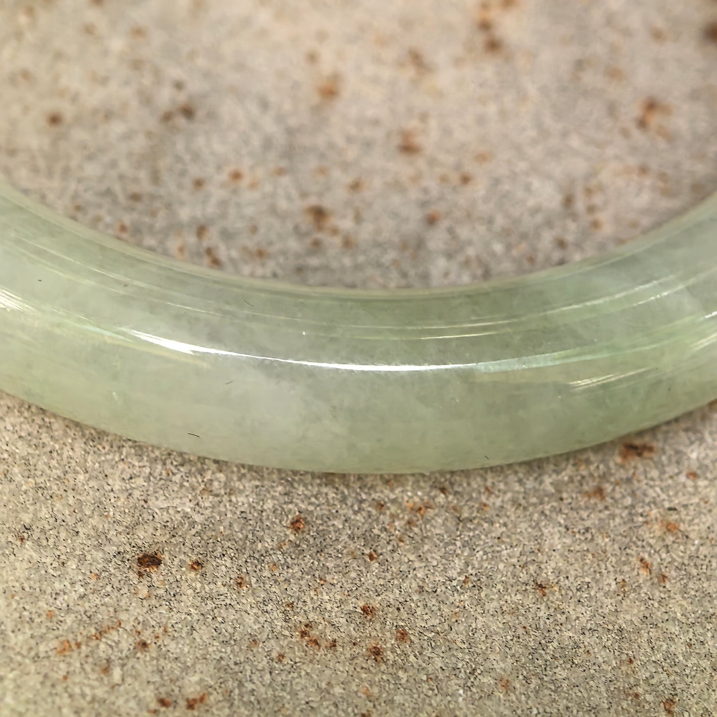 Natural Grade-A Jadeite Icy Translucent Pale Green Round Bangle · Burmese Jade 55mm